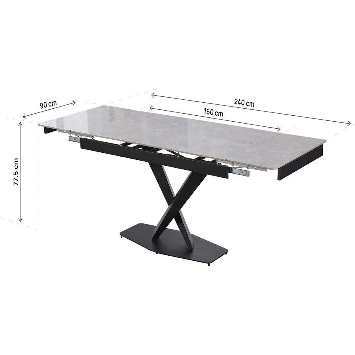 Habitat et Jardin Table à manger extensible en céramique 6 à 10 personnes  Silence  - Gris marbré