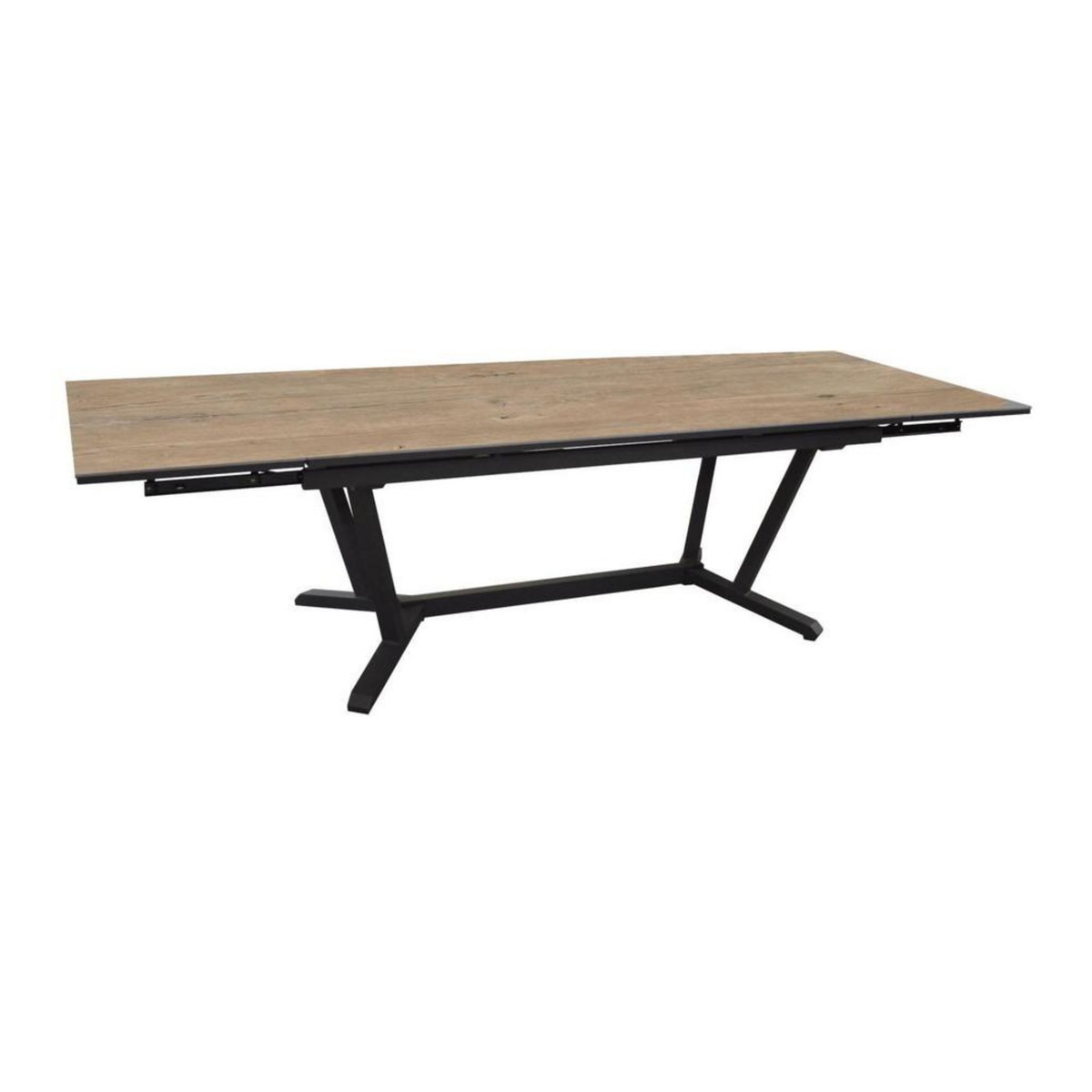 Proloisirs Table de jardin Vita graphite/lenk en Aluminium 180/230/280 x100 cm - plateau Kedra