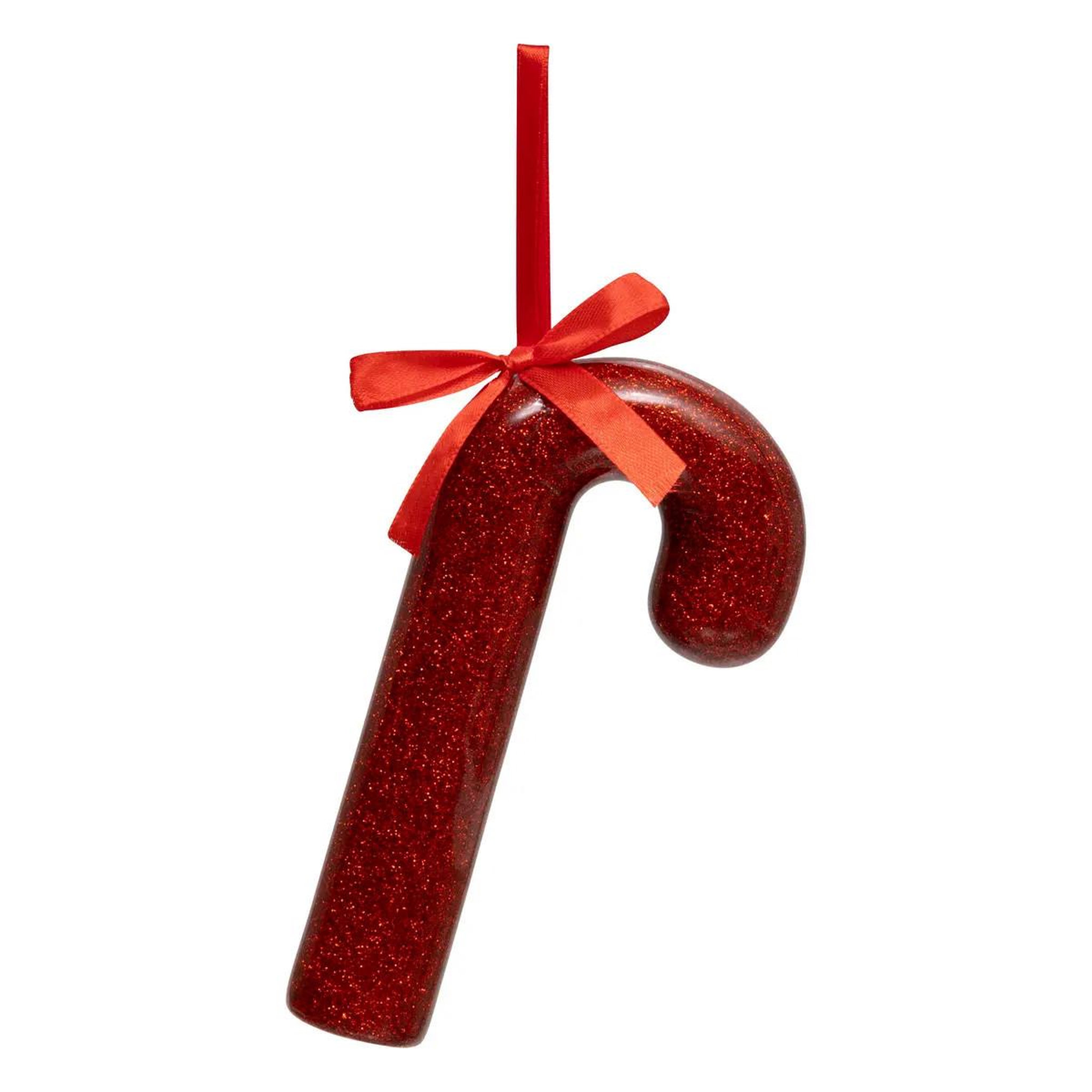 ATMOSPHERA Sujet de noël sucre d'orge  pailleté  15cm rouge