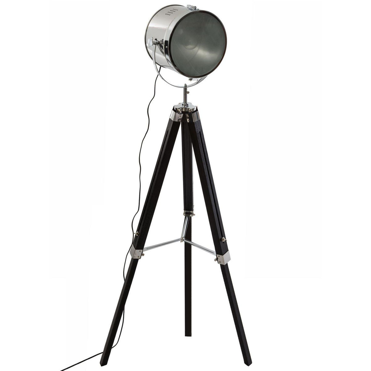 TOILINUX Lot de 2 Lampadaires bois et métal Ebor - Hauteur 150 cm - Noir
