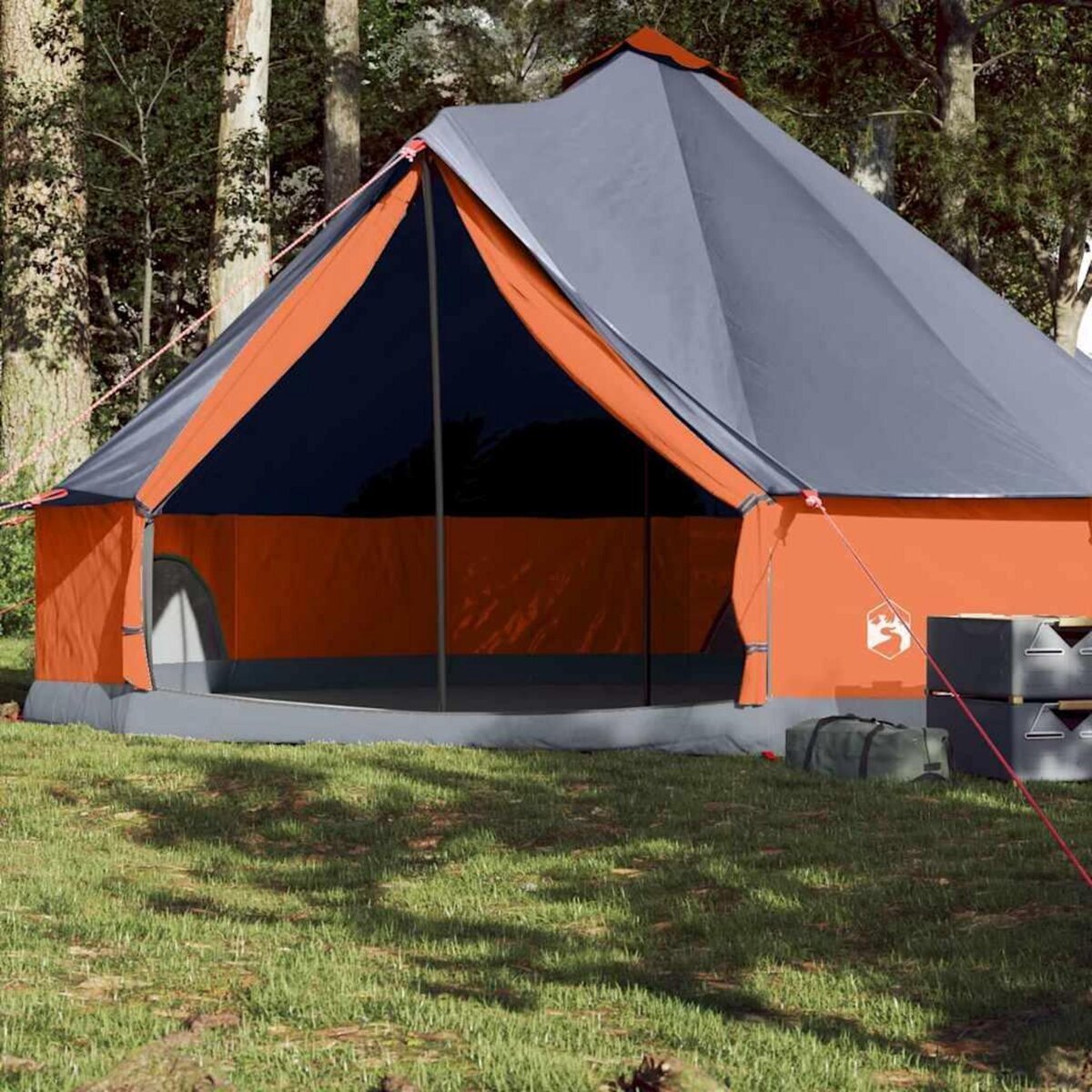 VIDAXL Tente familiale tipi 8 personnes gris et orange impermeable