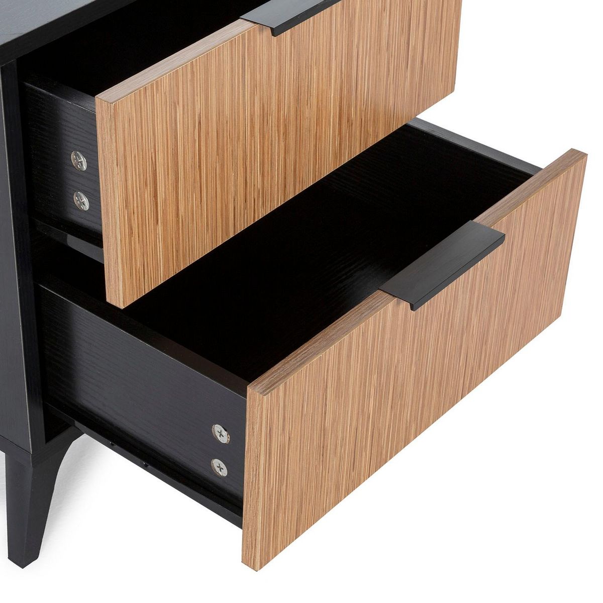 VS VENTA-STOCK Table de chevet Denis 2 tiroirs couleur Noir/Bois