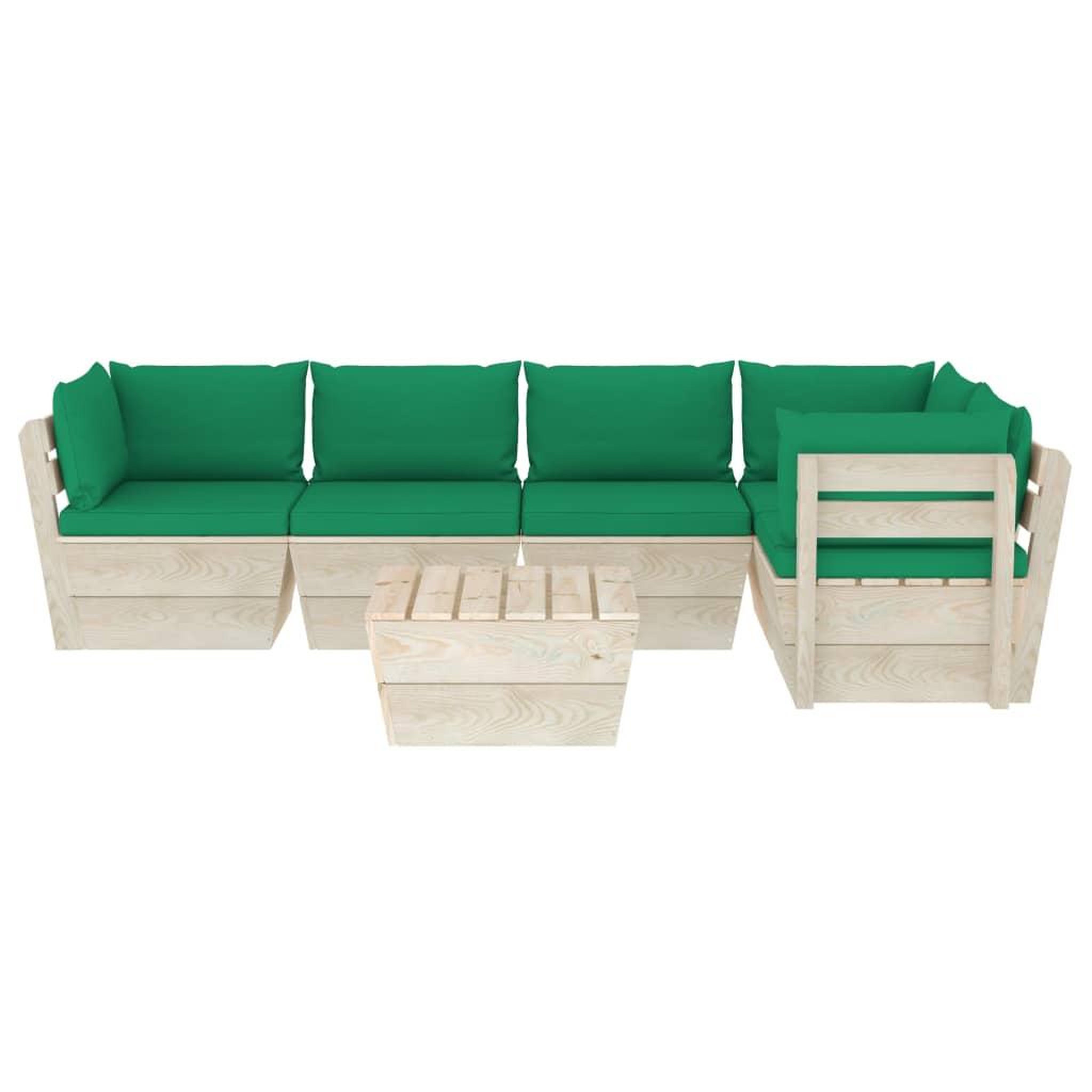 Voir la diapositive 3 : VIDAXL Salon de jardin palette 6 pcs avec coussins bois d'epicea