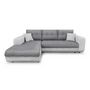Voir la diapositive 3 : Canapé d'angle gauche convertible CLELIA, 4 places, tissu microfibre gris PU blanc ou noir