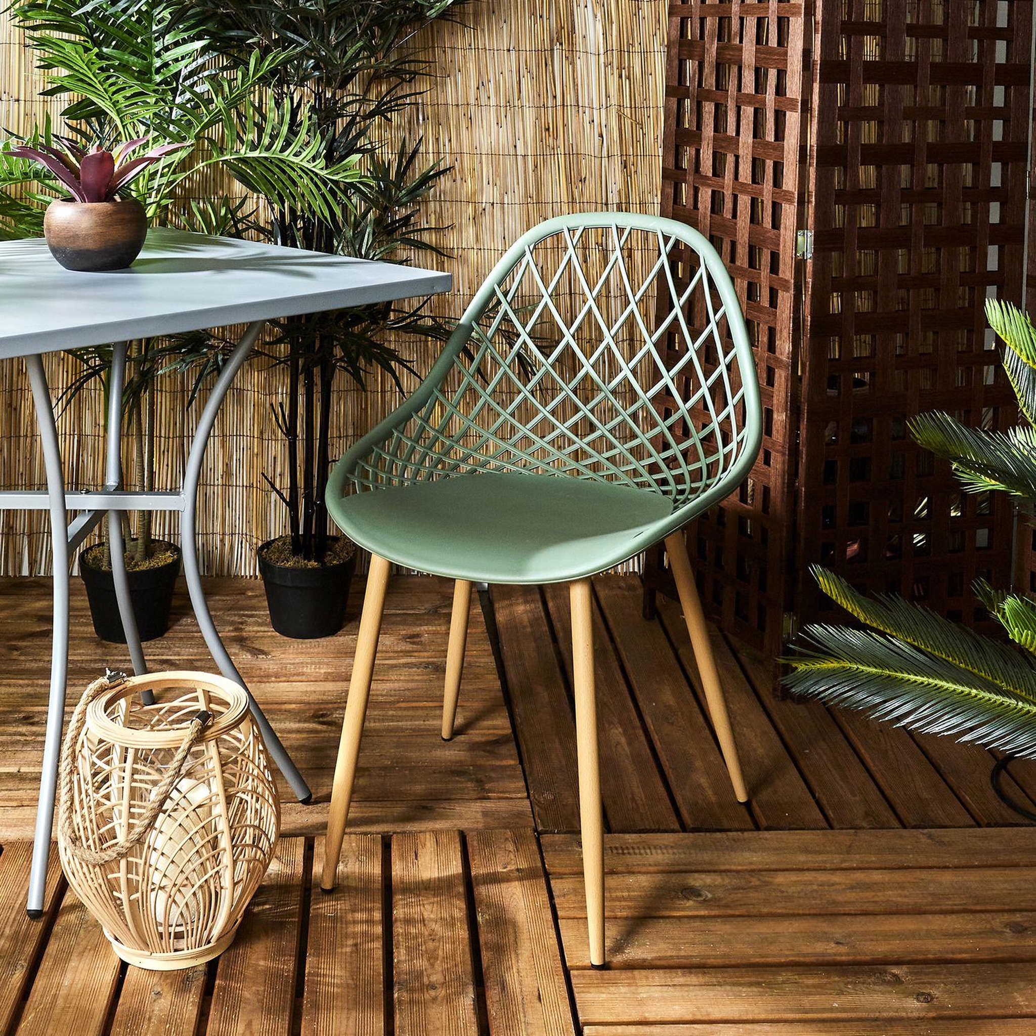 Voir la diapositive 4 : TOILINUX Lot de 4 chaises d'extérieur Malaga en polypropylène