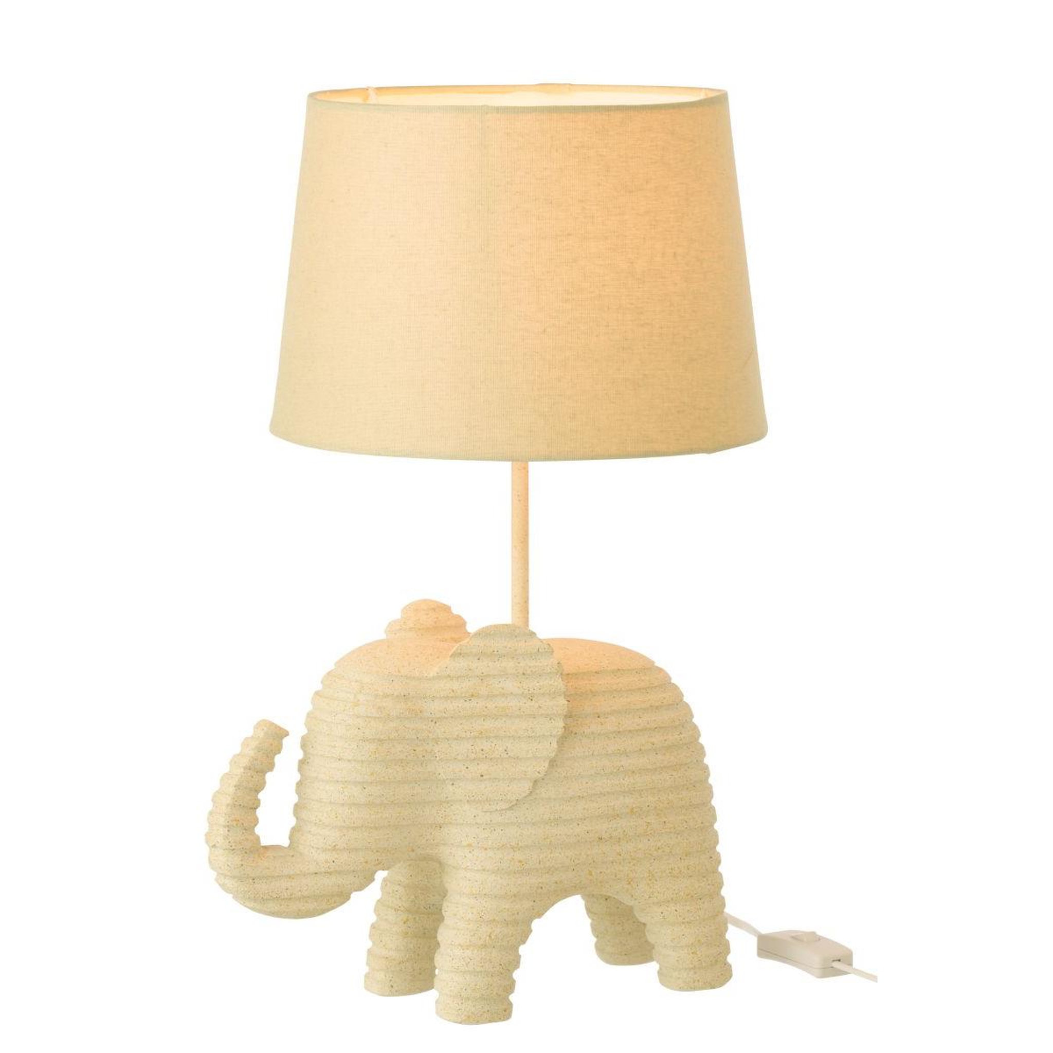 Voir la diapositive 2 : J-LINE Lampe à poser en résine  éléphant  48cm beige
