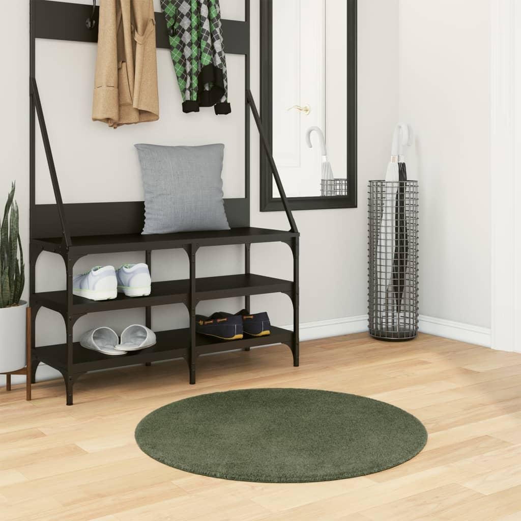 VIDAXL Tapis HUARTE a poils courts doux et lavable vert foret Ø 80 cm