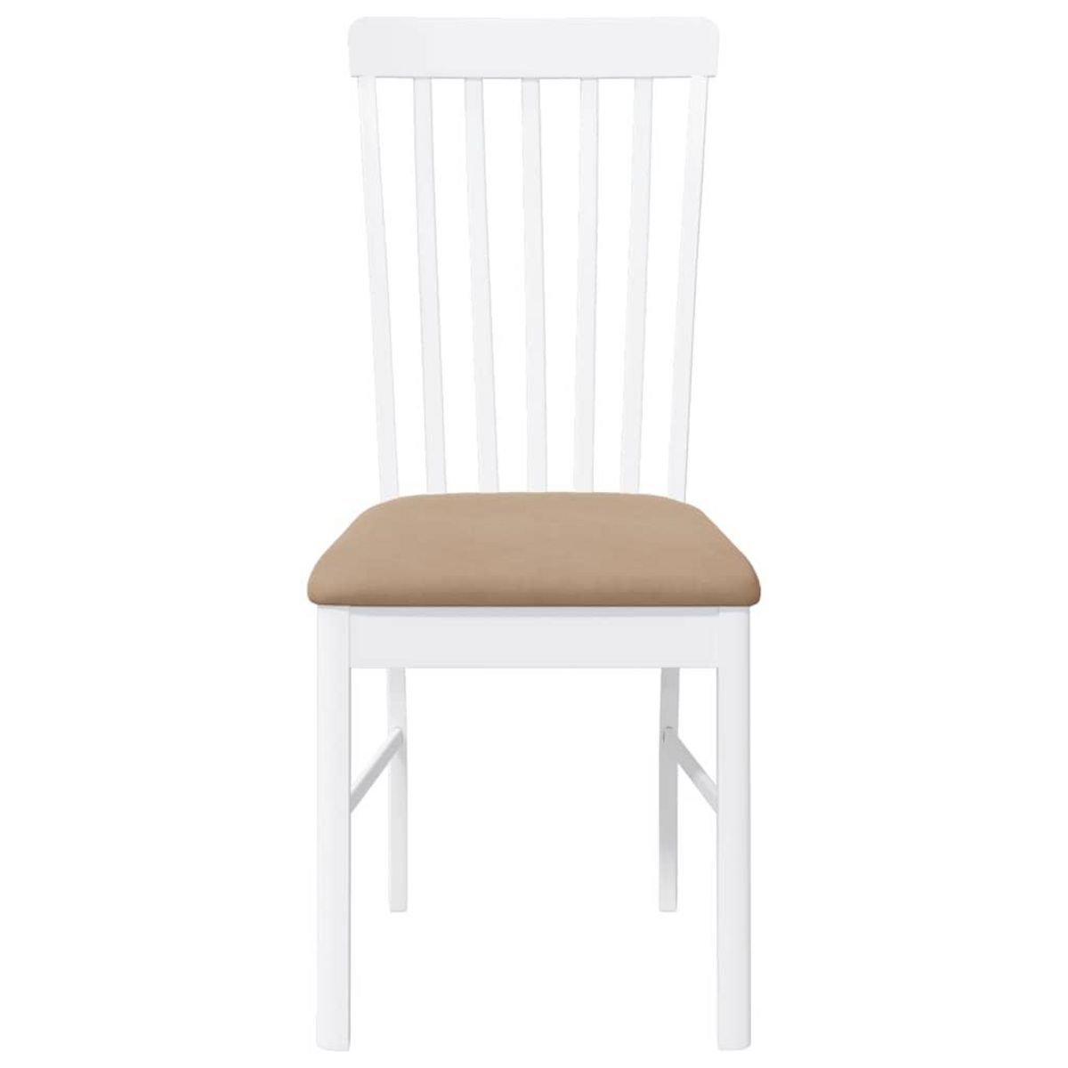 VIDAXL Chaises a manger coussins 2 pcs blanc bois massif caoutchouc