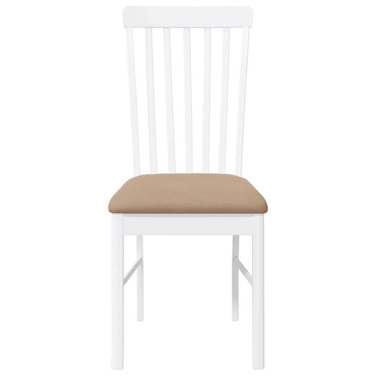 VIDAXL Chaises a manger coussins 2 pcs blanc bois massif caoutchouc