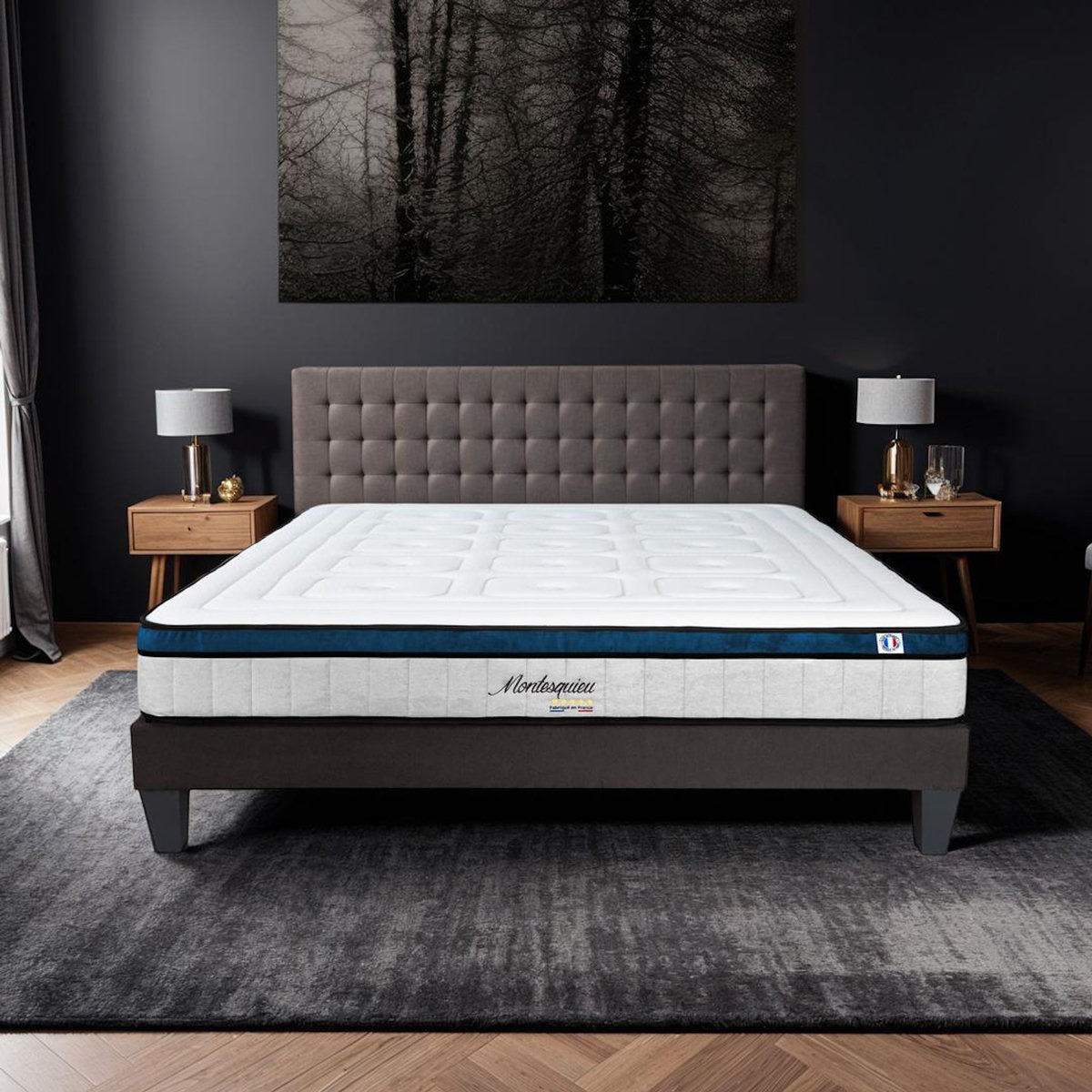HYPSOM HYPSOM | Ensemble MONTESQUIEU | Matelas Ressorts ensachés + Sommier Bois