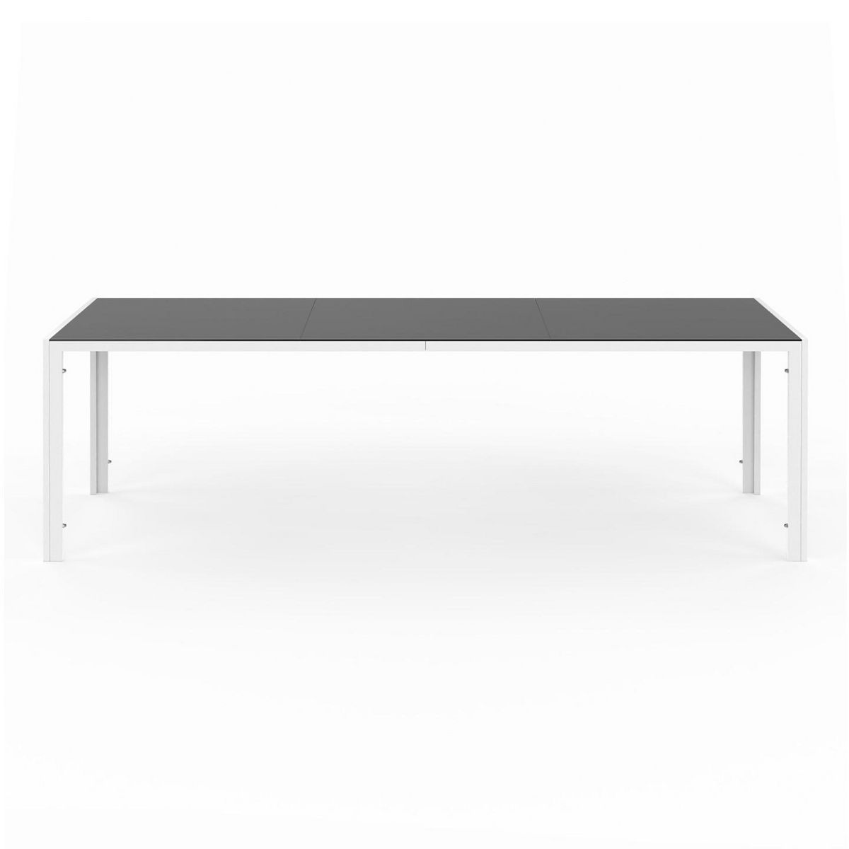 ID MARKET Salon de jardin MADRID table 240 CM et 10 chaises empilables blanc et gris