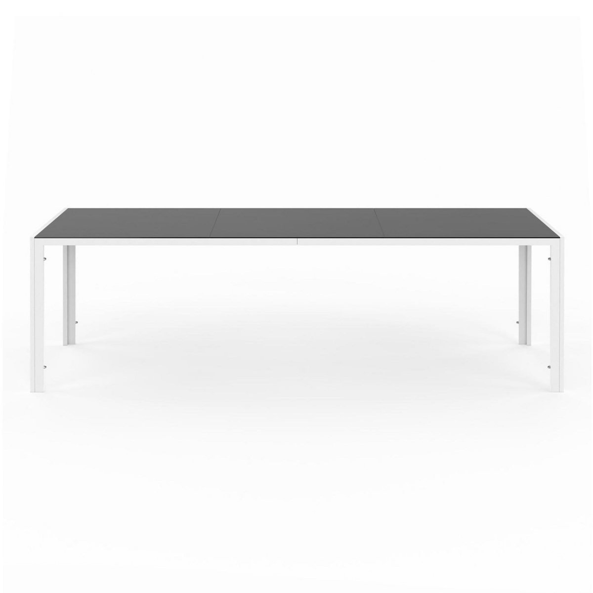 ID MARKET Salon de jardin MADRID table 240 CM et 10 chaises empilables blanc et gris