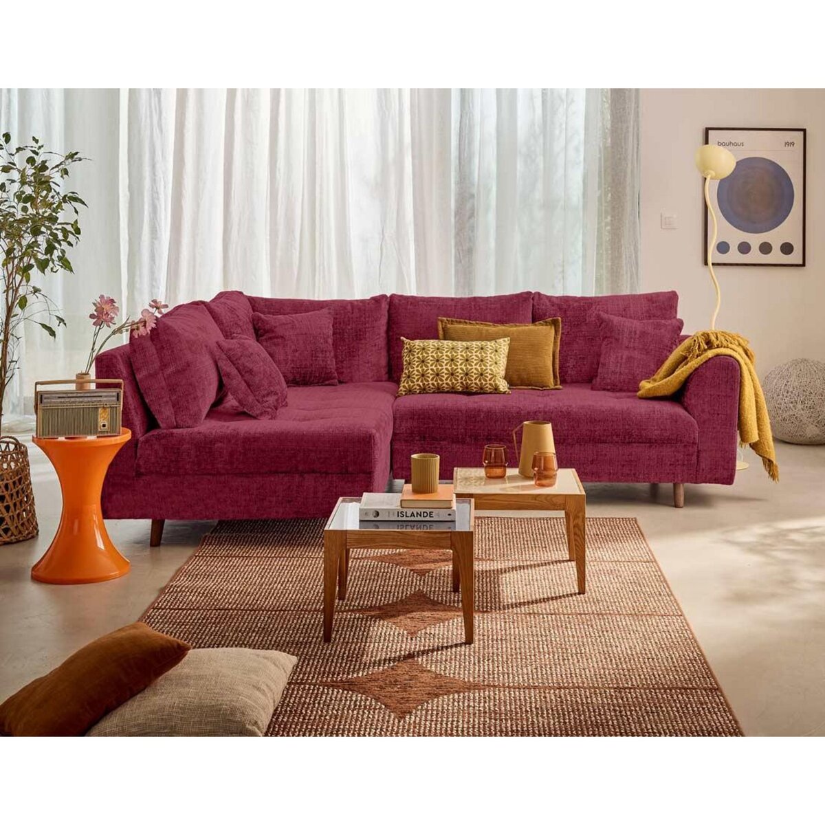 LISA DESIGN Rune - canapé d'angle gauche 4 places en velours texturé