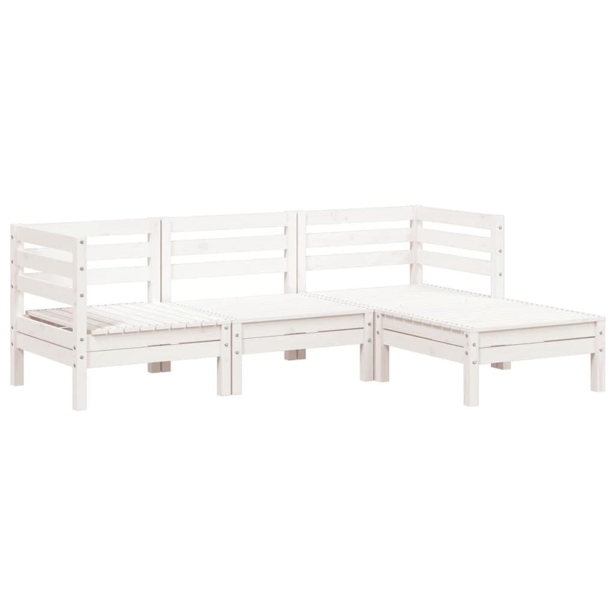 Voir la diapositive 2 : VIDAXL Canape de jardin 3 places et repose-pied blanc bois pin massif