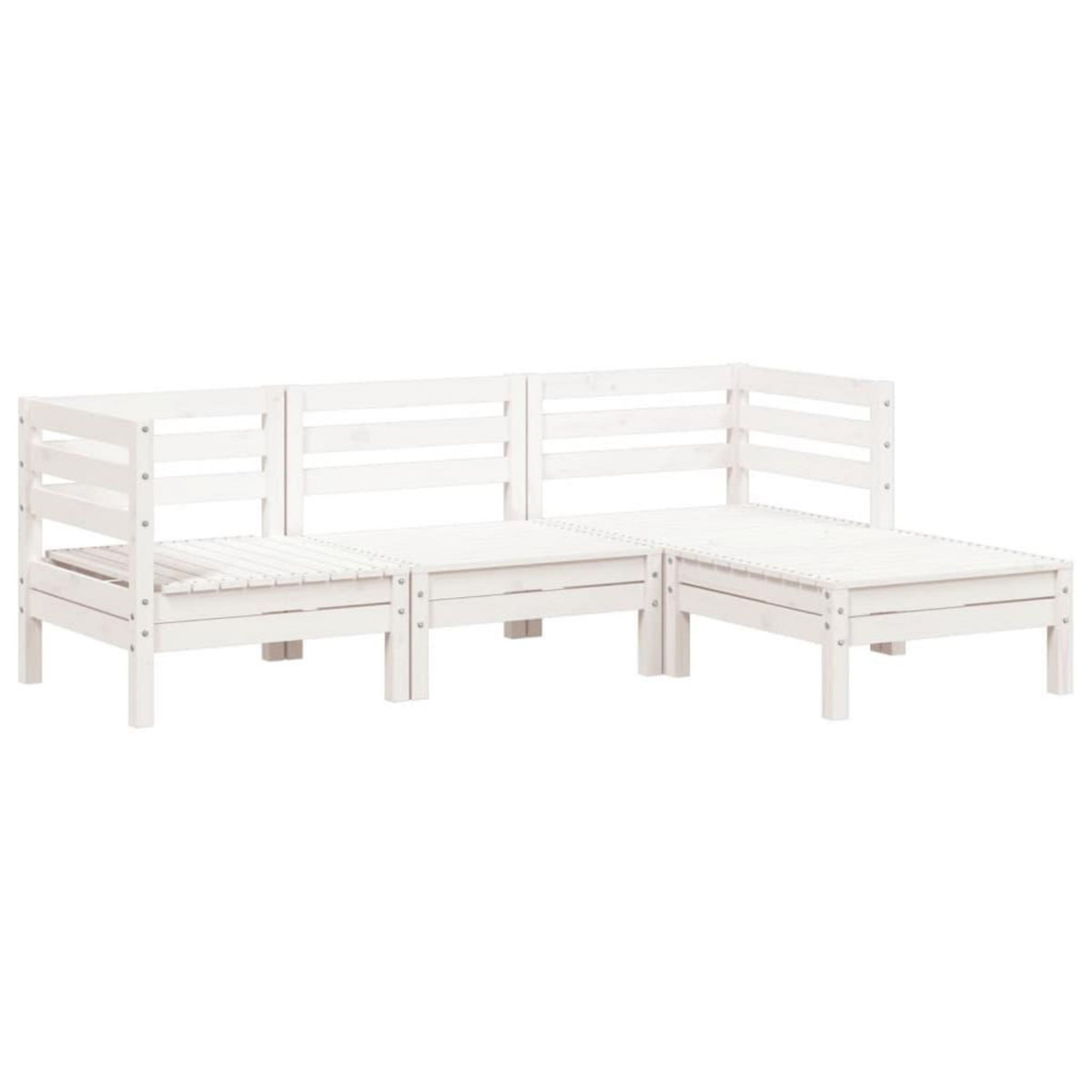 VIDAXL Canape de jardin 3 places et repose-pied blanc bois pin massif