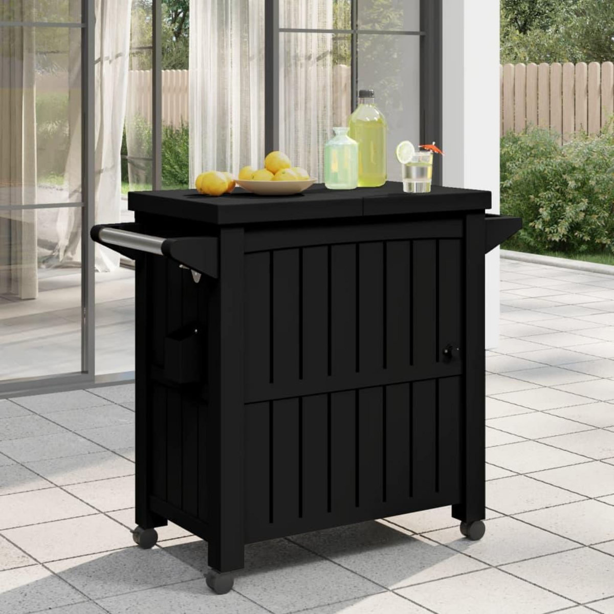 VIDAXL Chariot de service 3 en 1 noir polypropylene