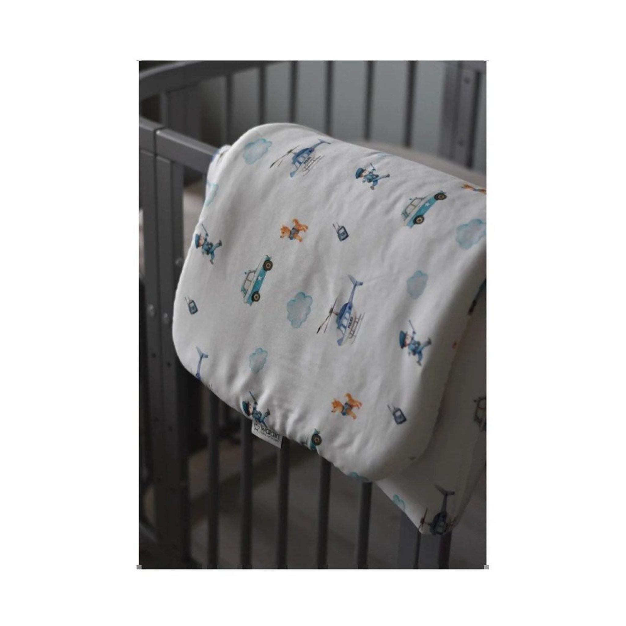 Voir la diapositive 2 : WALDIN Oreiller bébé 60 × 40 cm - motif policier, blanc