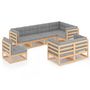 Voir la diapositive 2 : VIDAXL Salon de jardin 8 pcs avec coussins Bois de pin massif