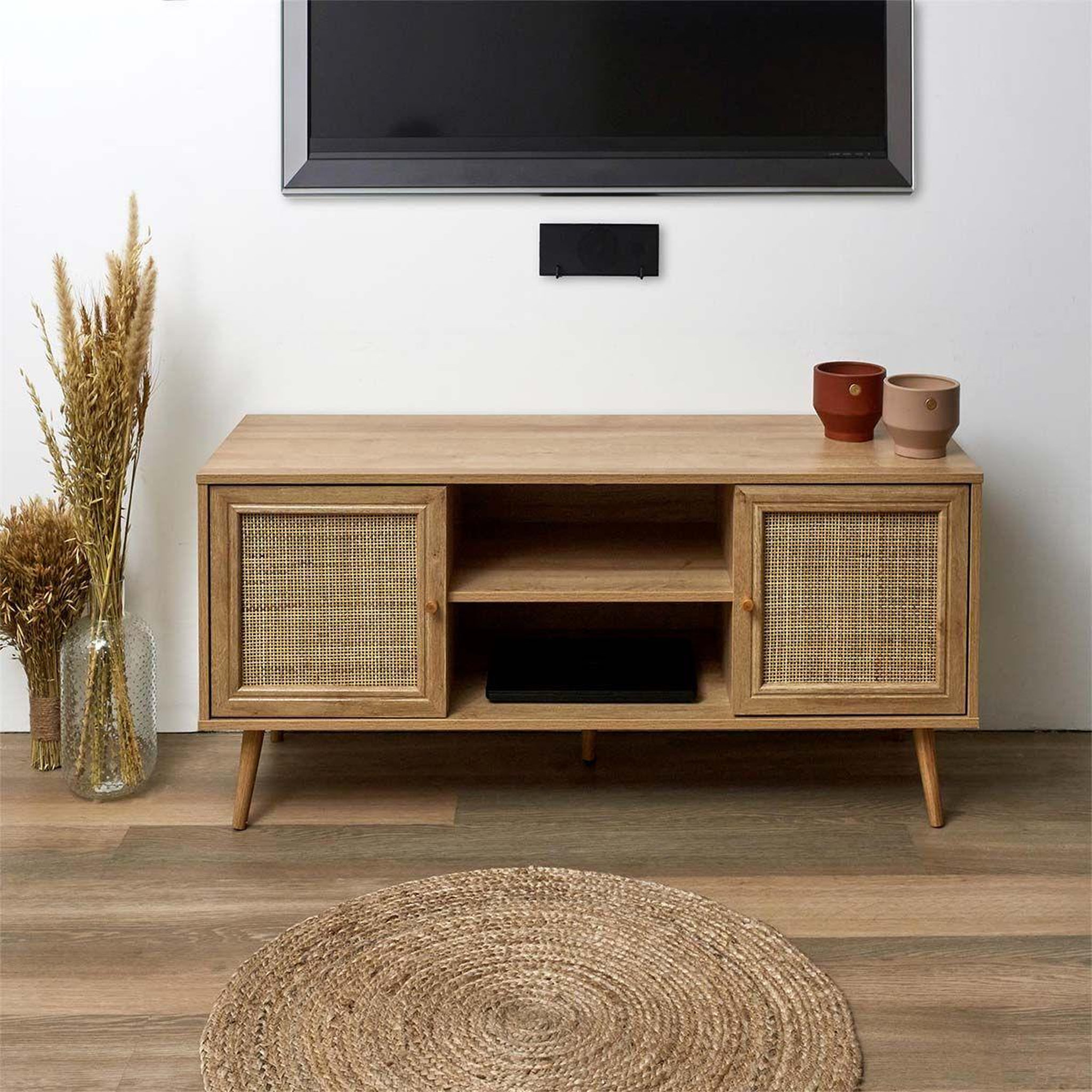 Voir la diapositive 5 : The Home Deco Factory Meuble tv 2 portes & 2 niches  bali  115cm naturel