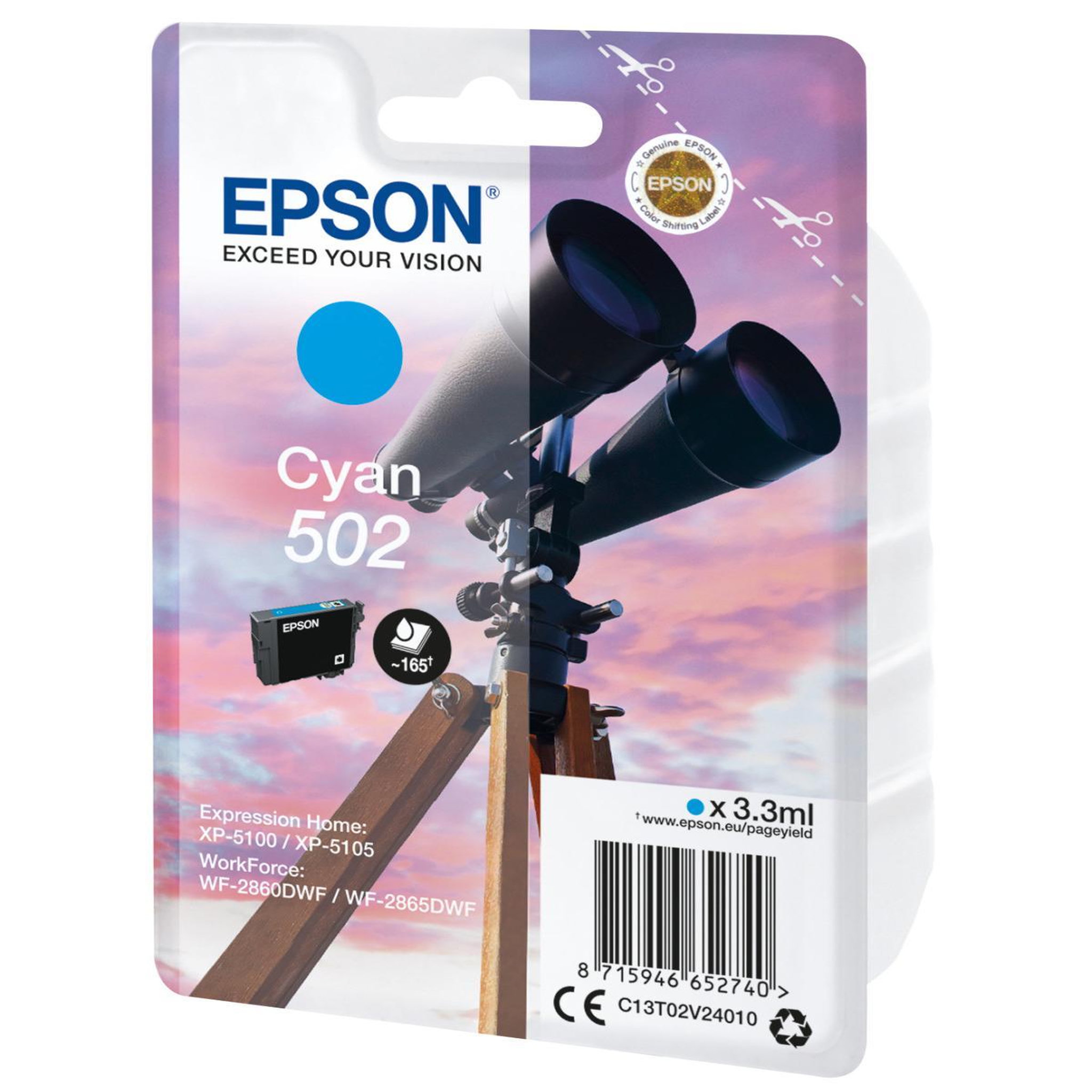 Voir la diapositive 3 : Epson Cartouche d'encre originale 502 cyan série jumelles - c13t02w24010