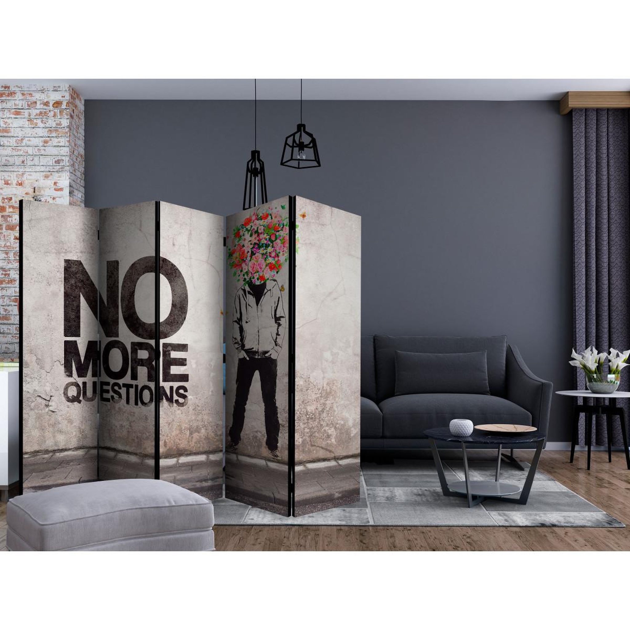 Voir la diapositive 2 : Paris Prix Paravent 5 volets  no more questions  172x225cm