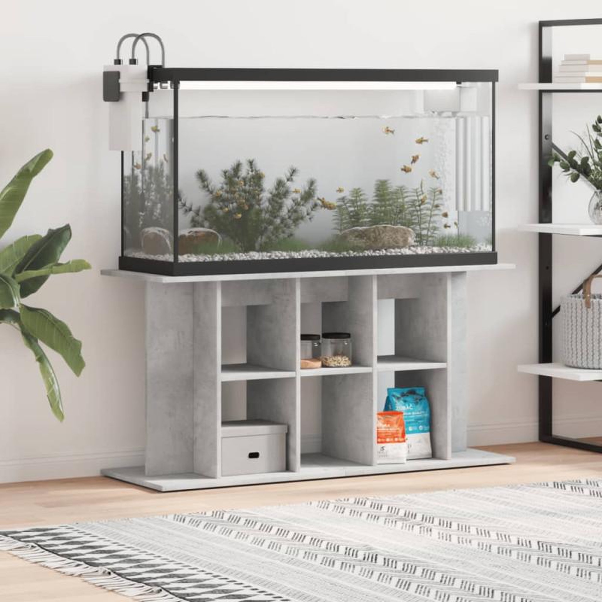 VIDAXL Support pour aquarium gris béton 120x40x60 cm bois d ingénierie