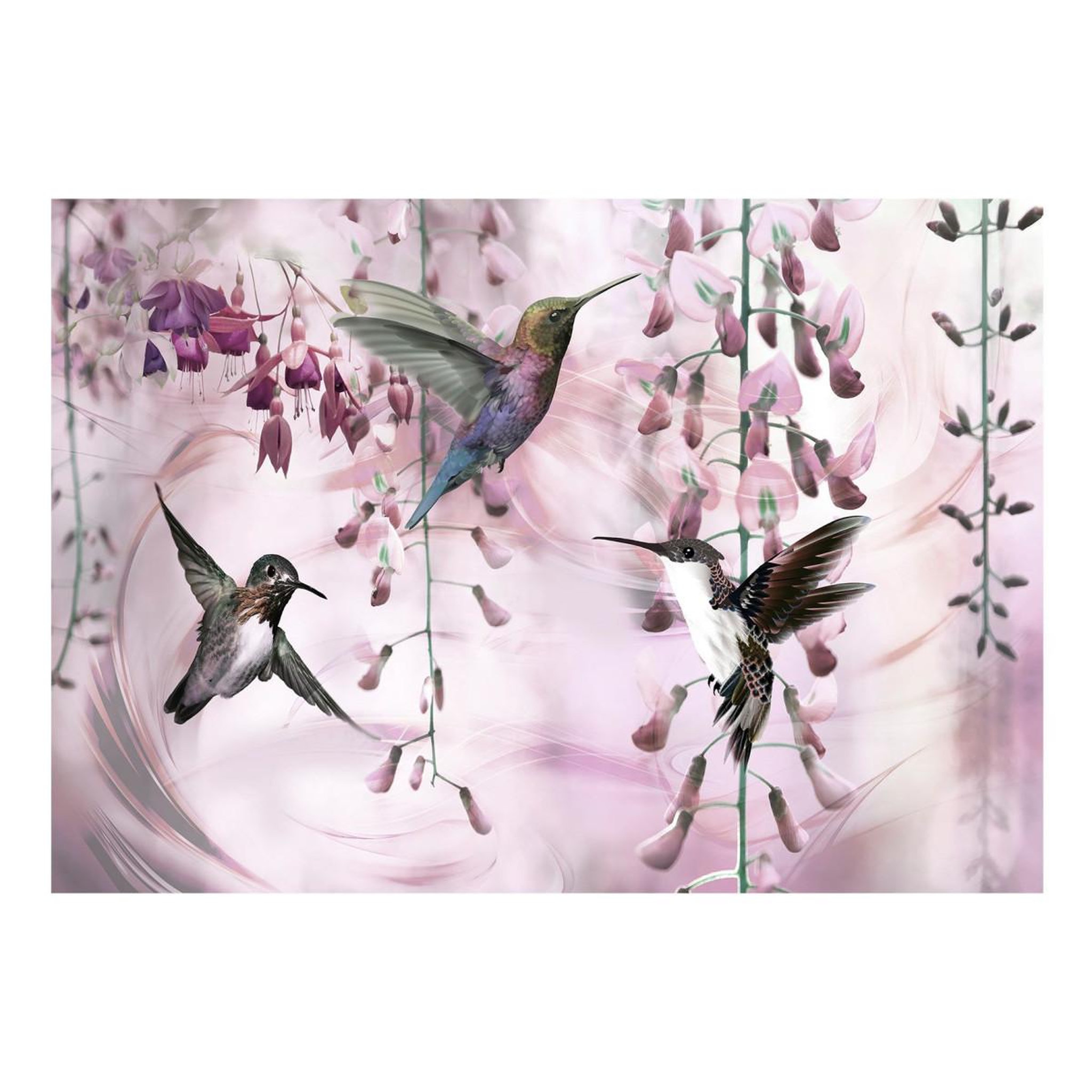 Voir la diapositive 2 : Paris Prix Papier peint  flying hummingbirds pink