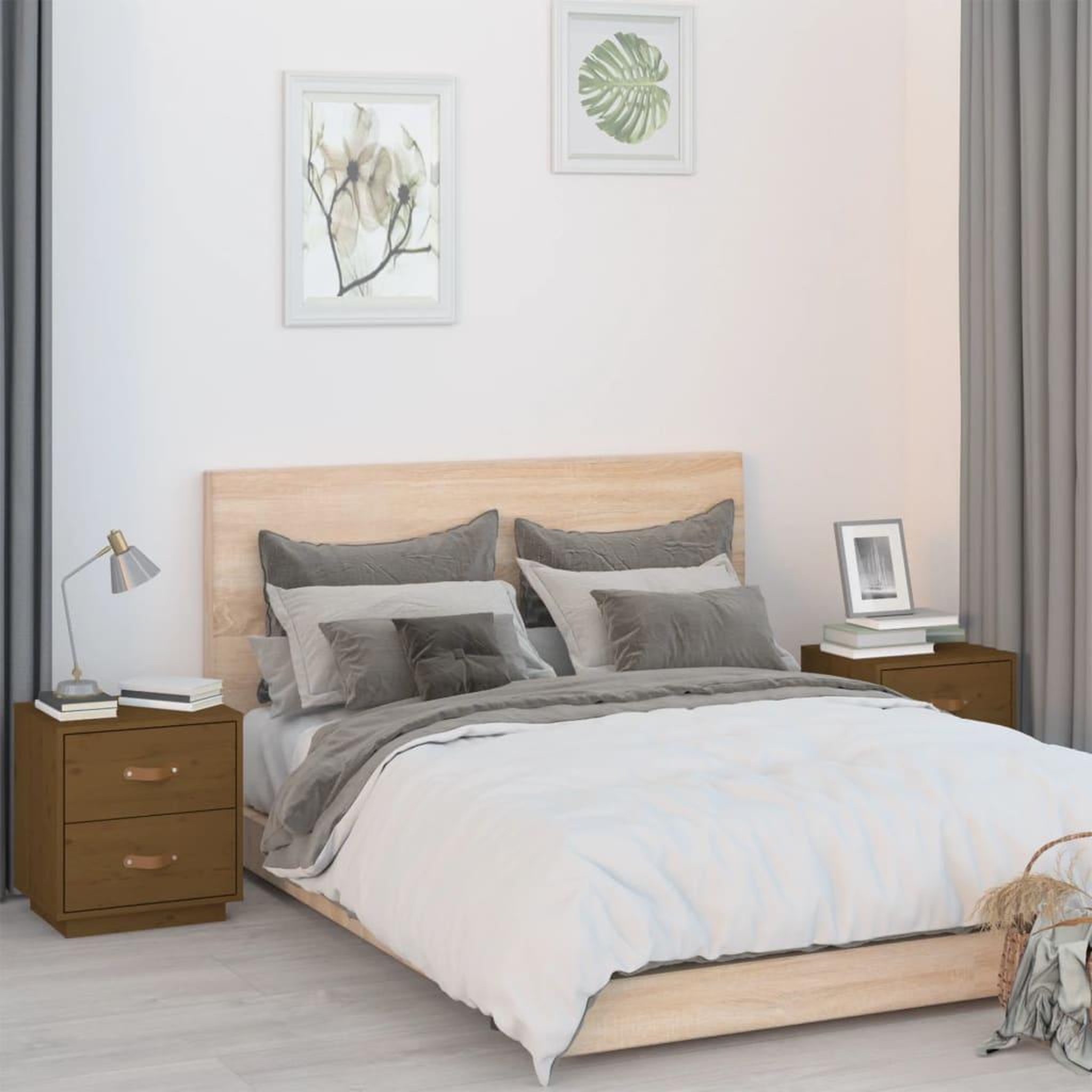 VIDAXL Tables de chevet 2 pcs Marron miel 40x34x45 cm Bois pin massif