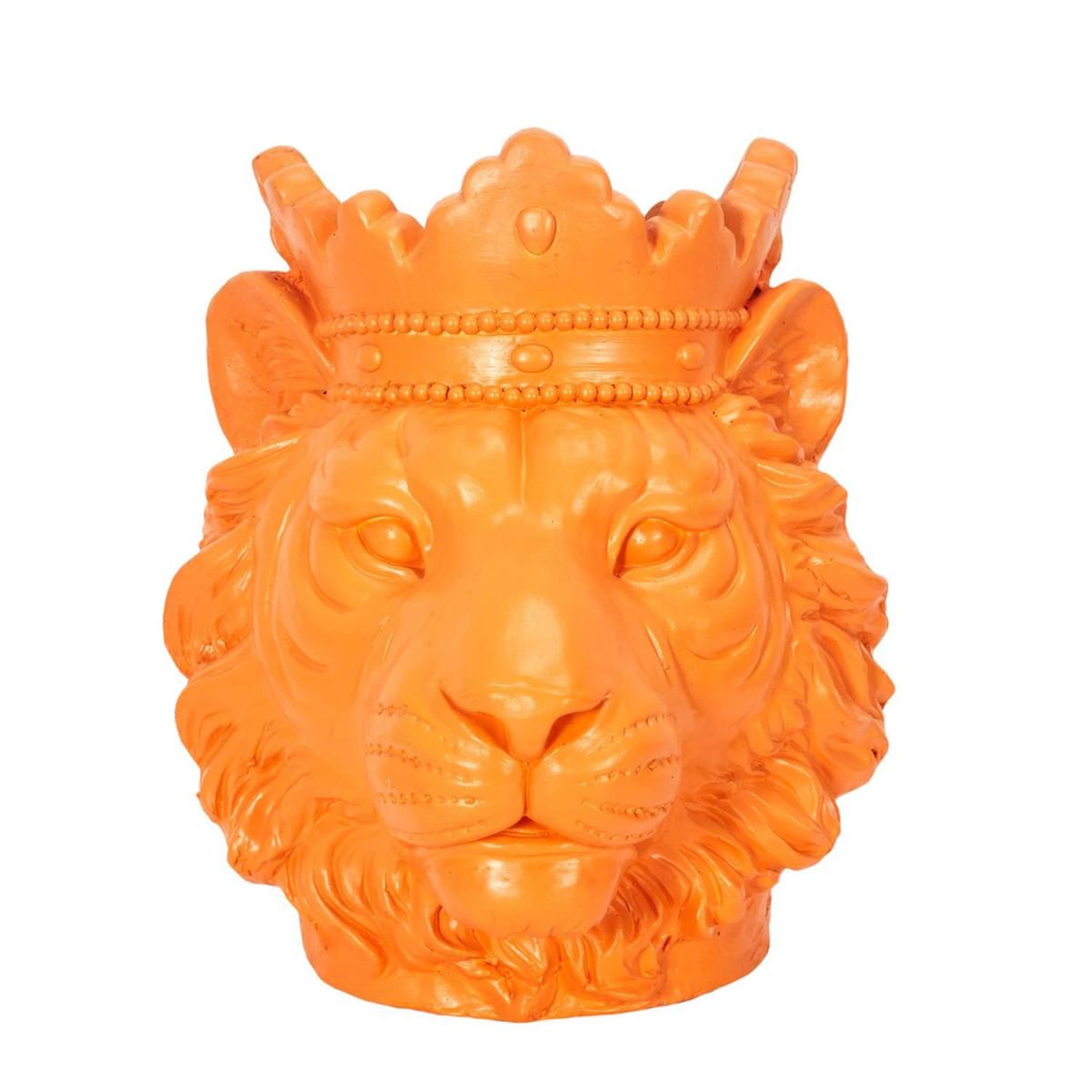 The Home Deco Factory Statue & porte plante  lion  35cm orange