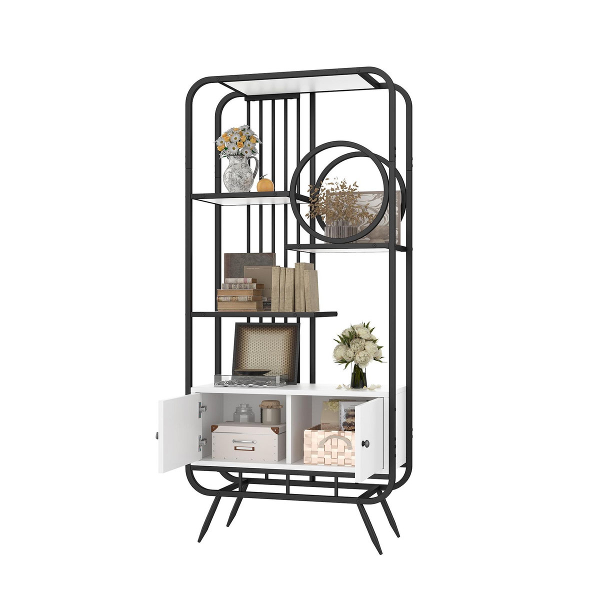 MERAX Etagère à poser noir+blanc - 80 cm mdf et métal