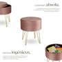 Voir la diapositive 3 : tectake Tabouret avec espace de rangement rond rose