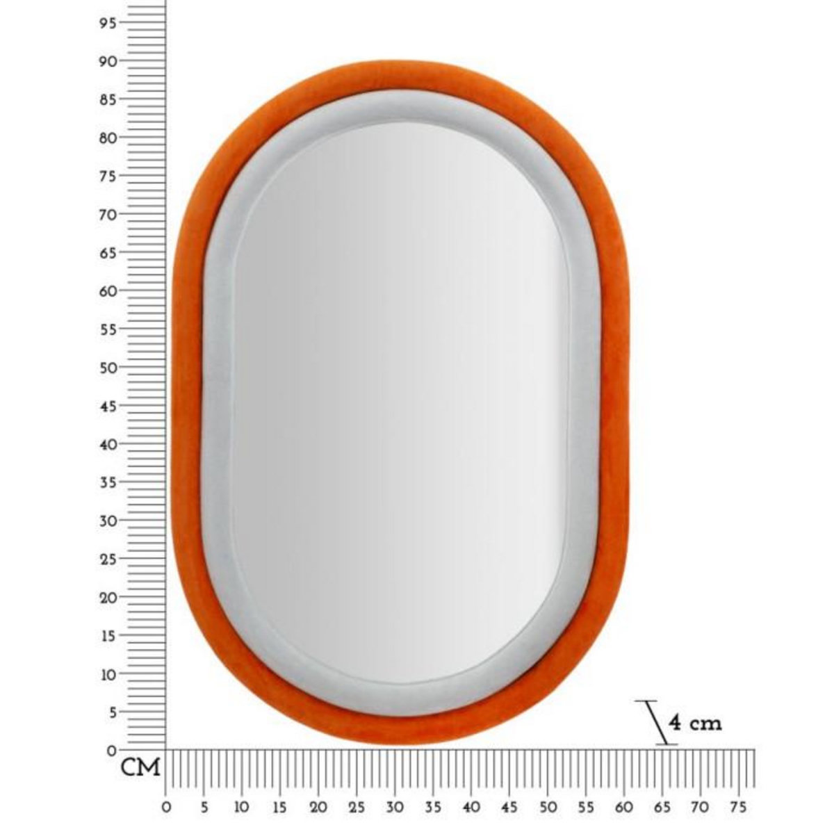 Paris Prix Miroir Mural en Velours  Anthony  90cm Gris & Orange