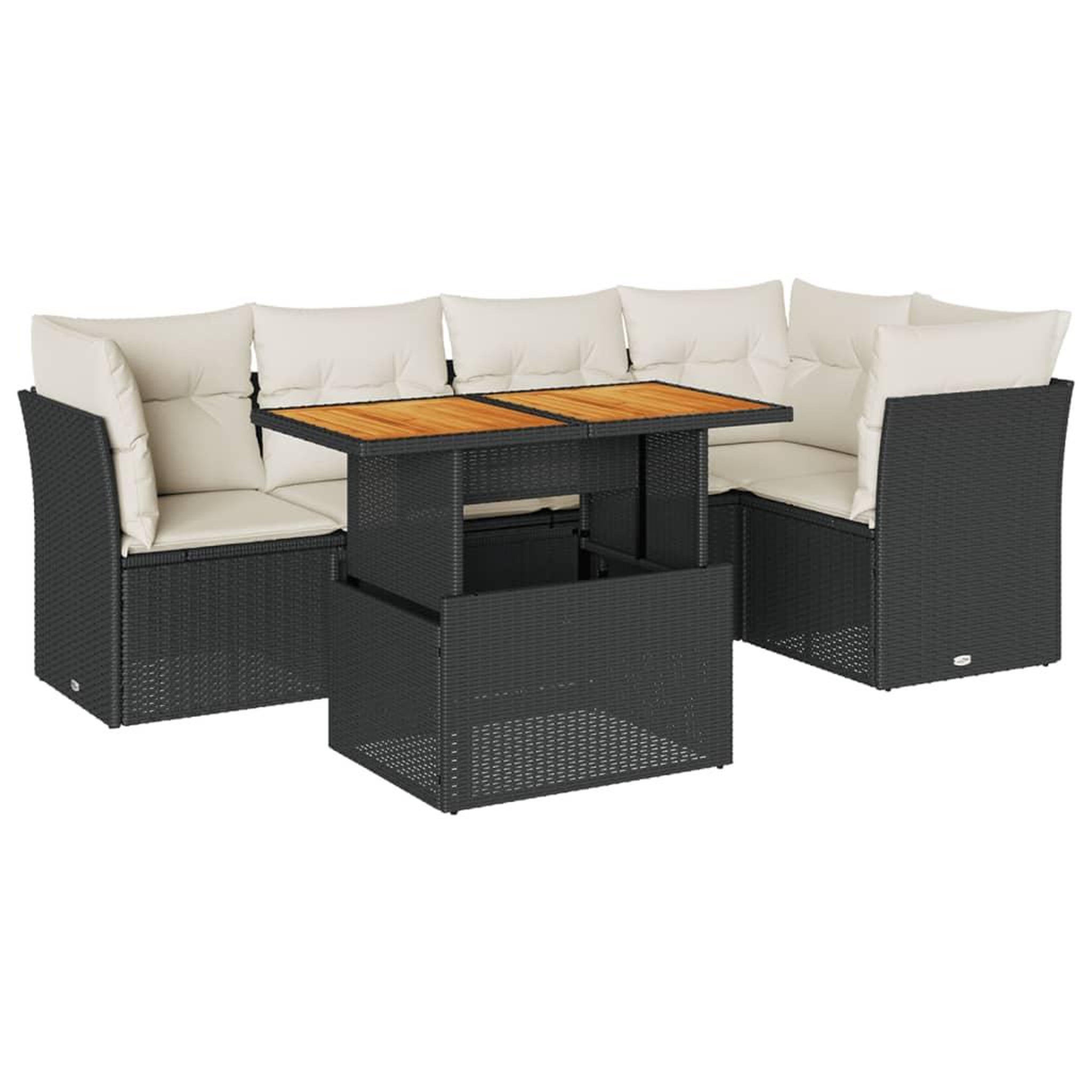 Voir la diapositive 2 : VIDAXL Salon de jardin 6 pcs avec coussins noir resine tressee