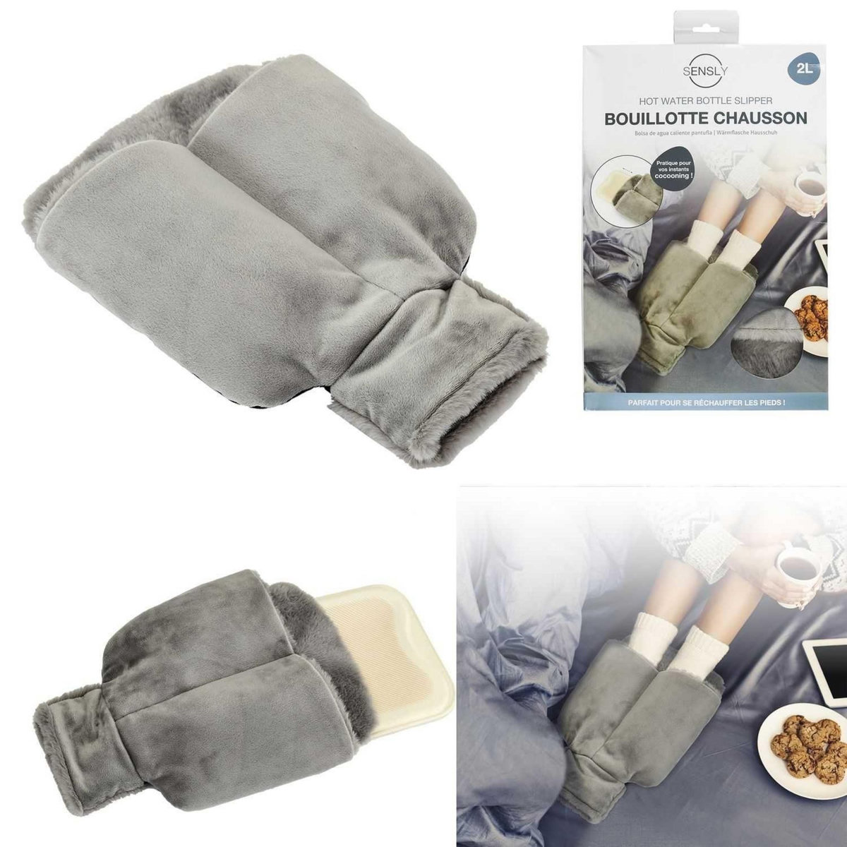 TOILINUX Bouillotte chausson - Gris