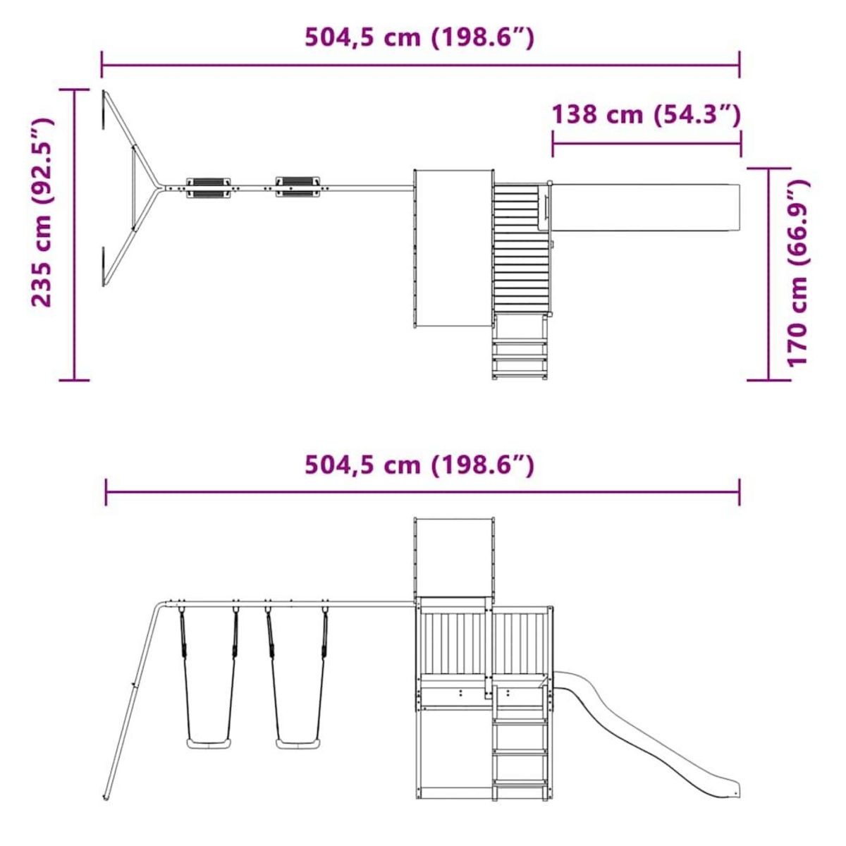 VIDAXL Aire de jeux d'exterieur bois de pin impregne