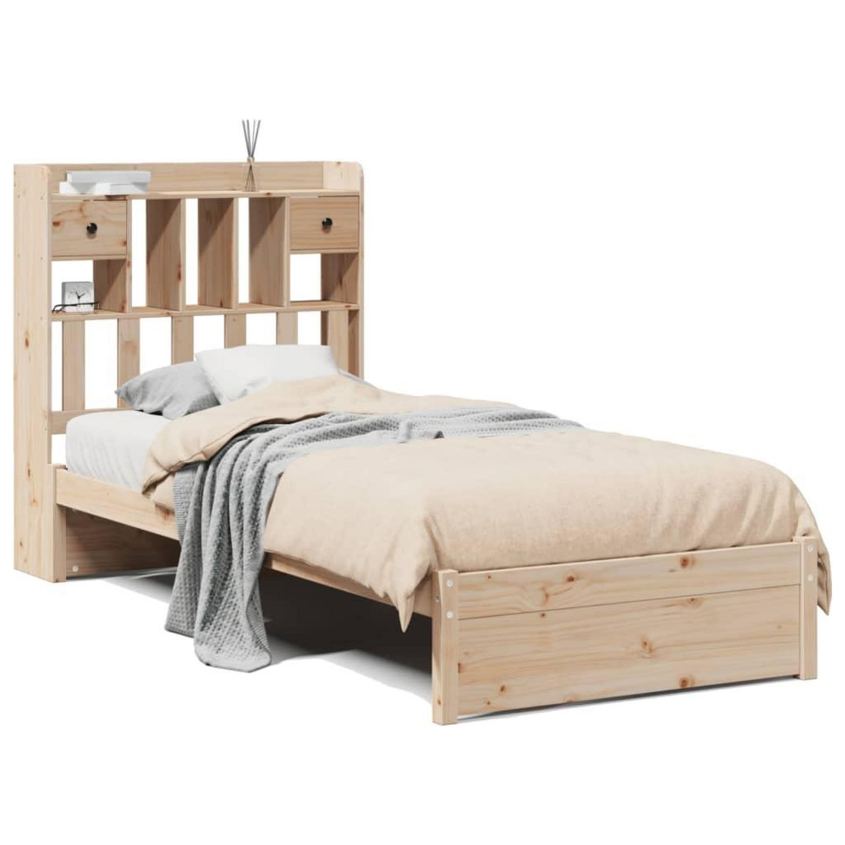 VIDAXL Lit bibliotheque sans matelas 90x190 cm bois de pin massif