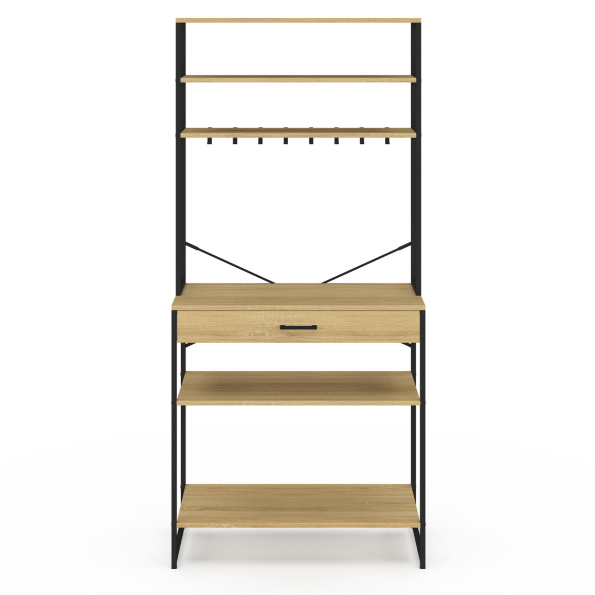 ID MARKET Etagère de cuisine 80 cm DETROIT avec tiroir et crochets design industriel