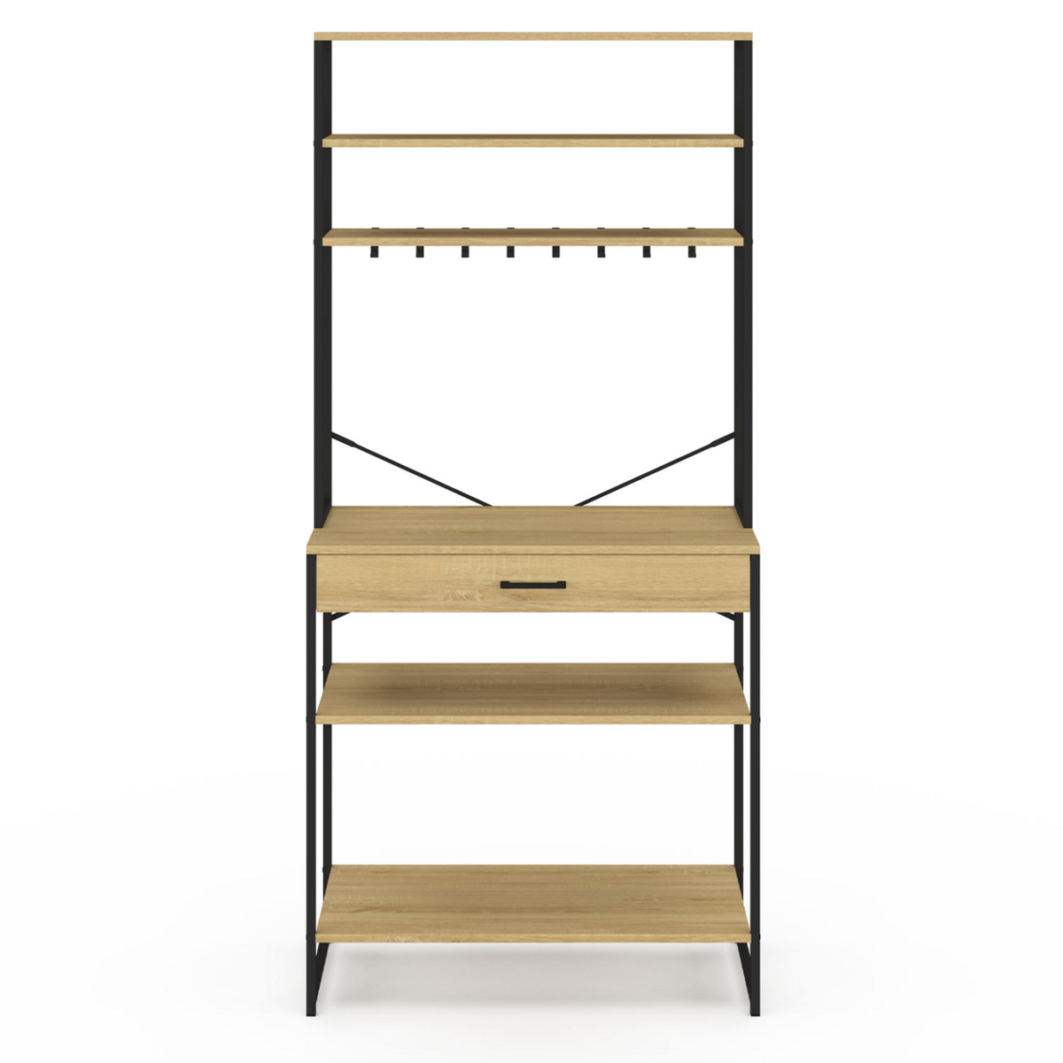 ID MARKET Etagère de cuisine 80 cm DETROIT avec tiroir et crochets design industriel