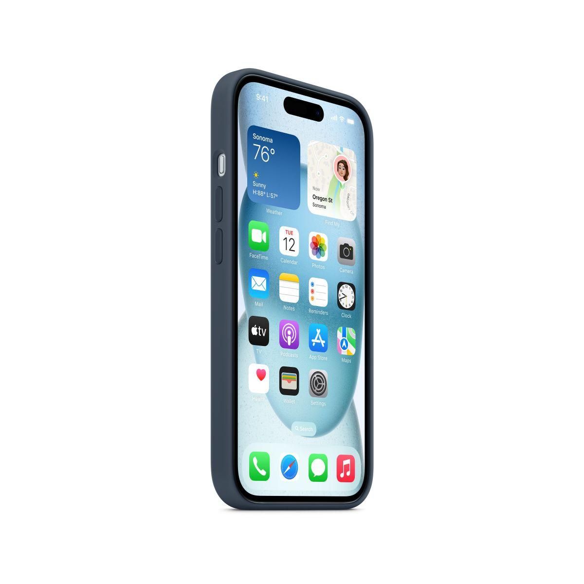 APPLE Coque iPhone 15 MagSafe silicone Bleu Orage