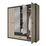 Voir la diapositive 4 : Demeyere Armoire - Décor Chene Kronberg - 4 portes et 2 tiroirs - Chambre - L 198 x H 203,1 x 56,6 cm - COLORADO