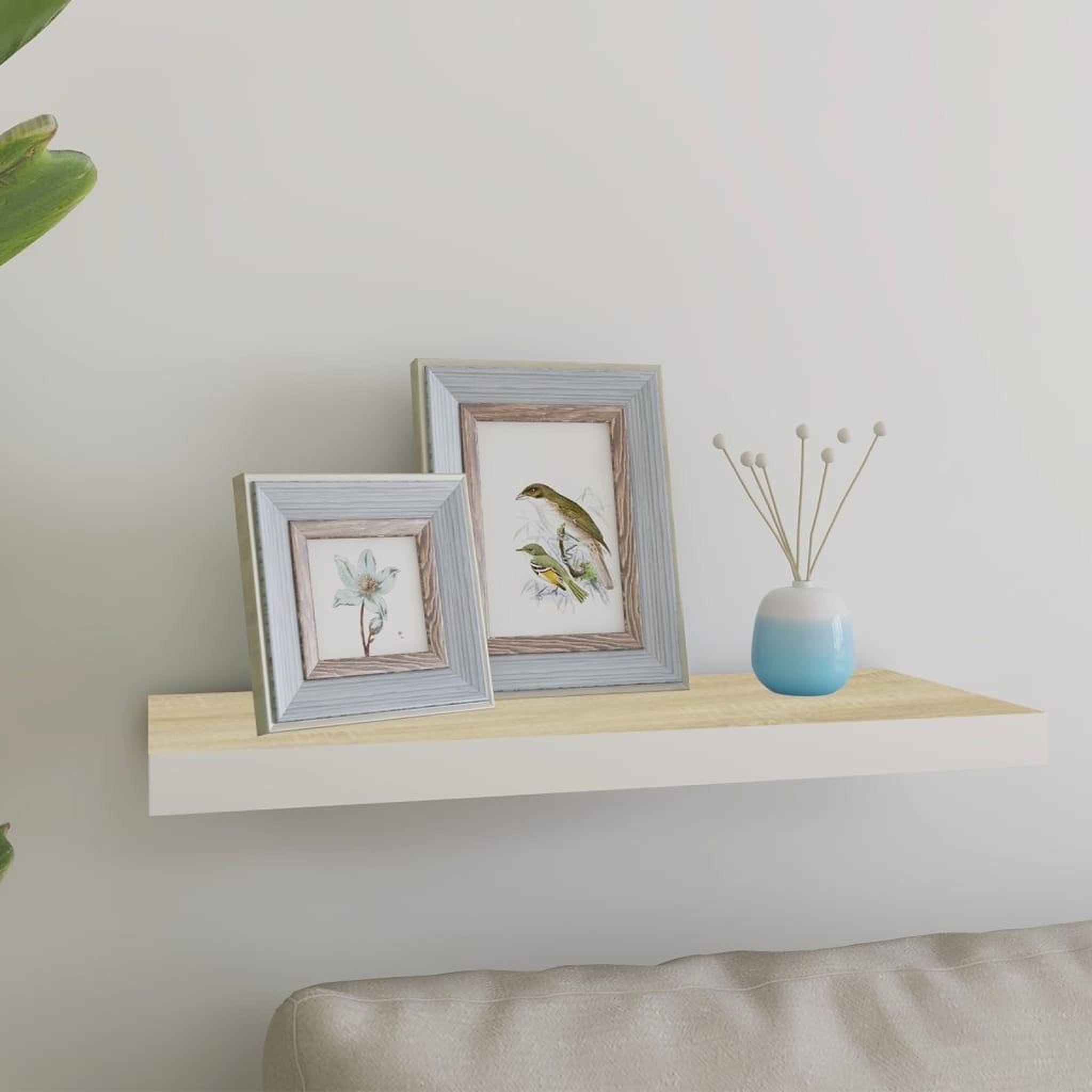 Voir la diapositive 1 : VIDAXL Etagere murale flottante chene et blanc 60x23,5x3,8 cm MDF
