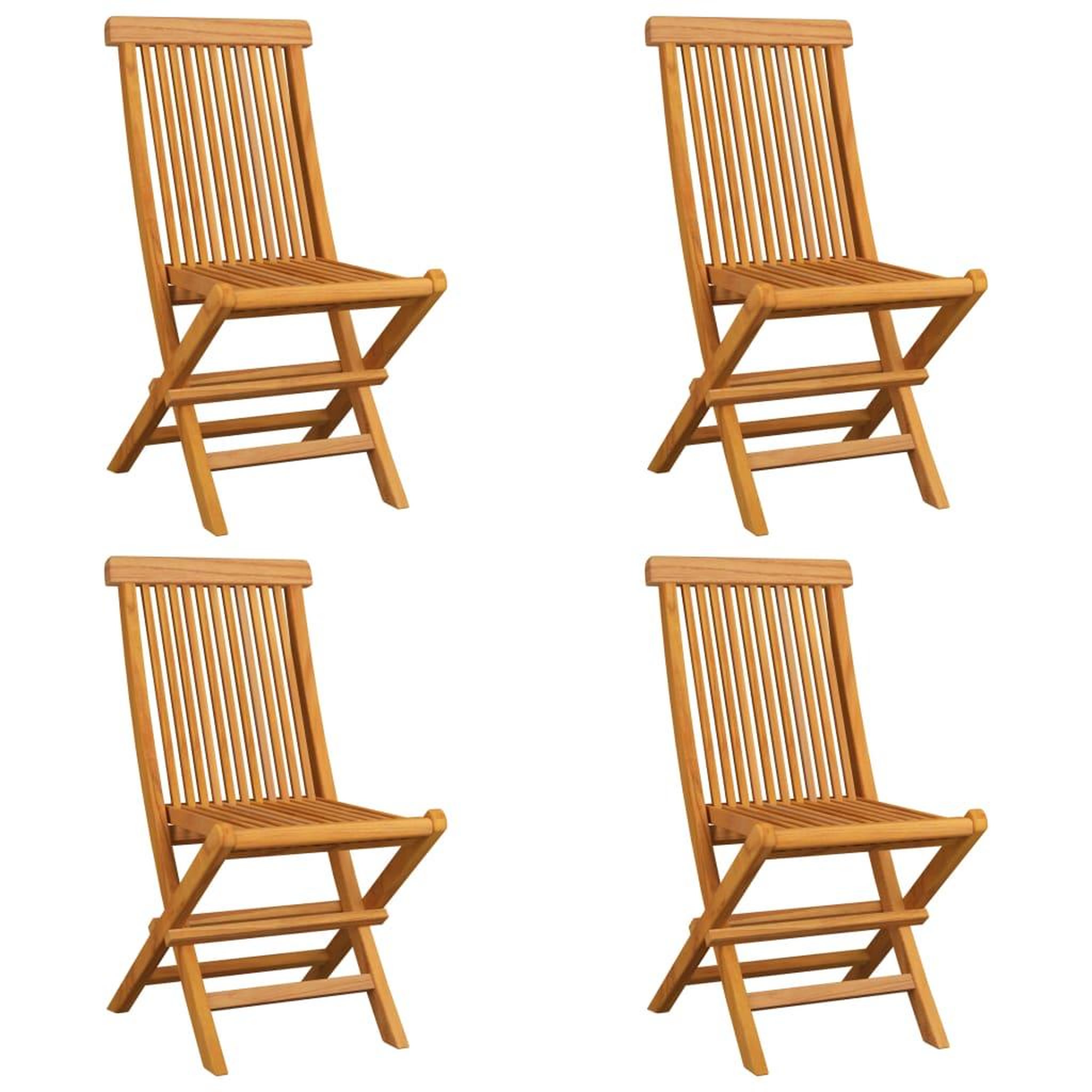 Voir la diapositive 3 : VIDAXL Chaises de jardin et coussins noir lot de 4 Bois de teck massif
