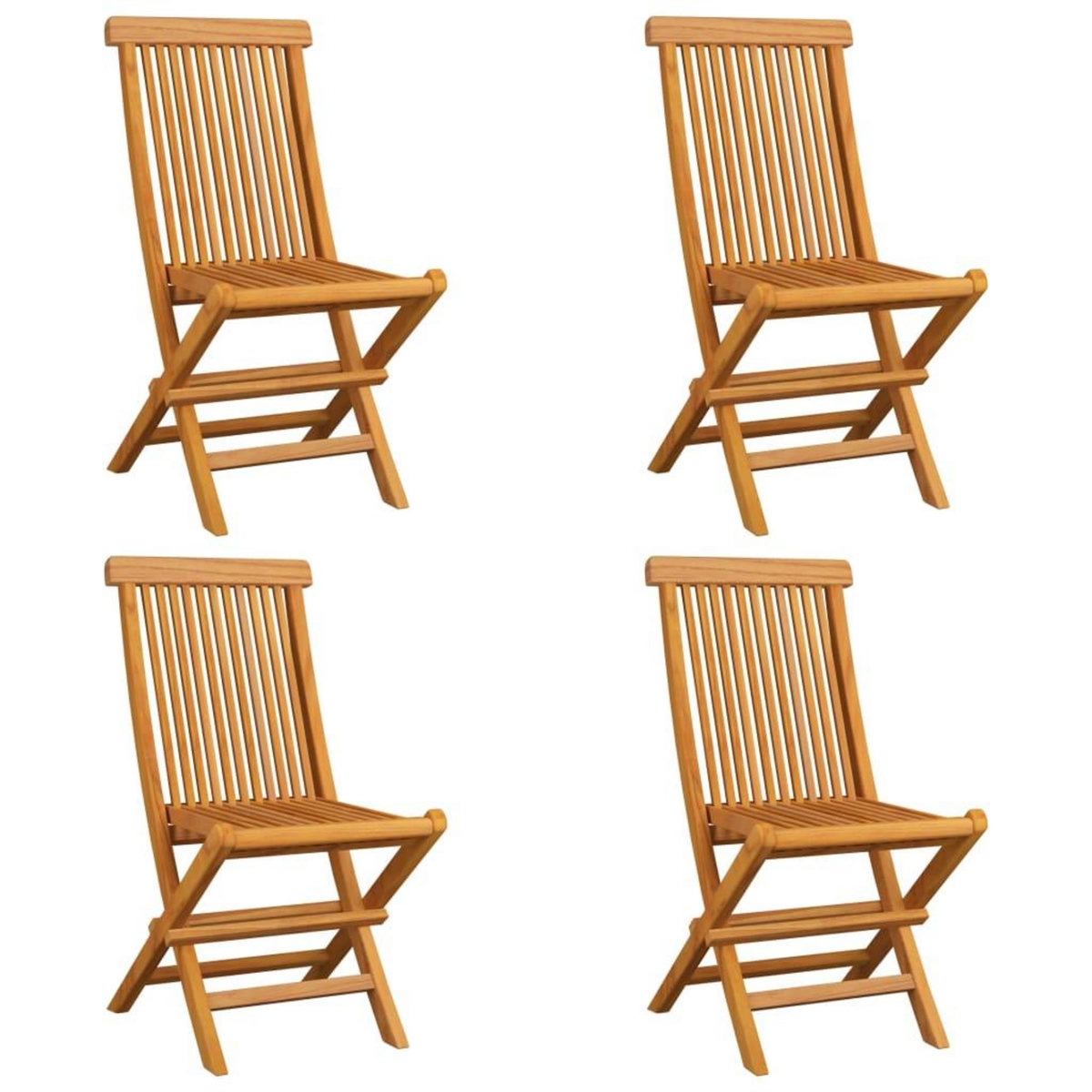 VIDAXL Chaises de jardin et coussins noir lot de 4 Bois de teck massif