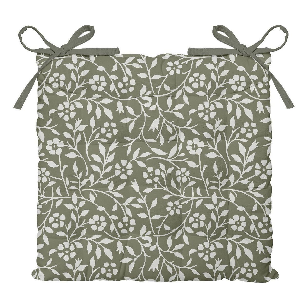 TODAY Galette de chaise matelassée en coton fantaisie avec nouettes INDIAN FLOWERS