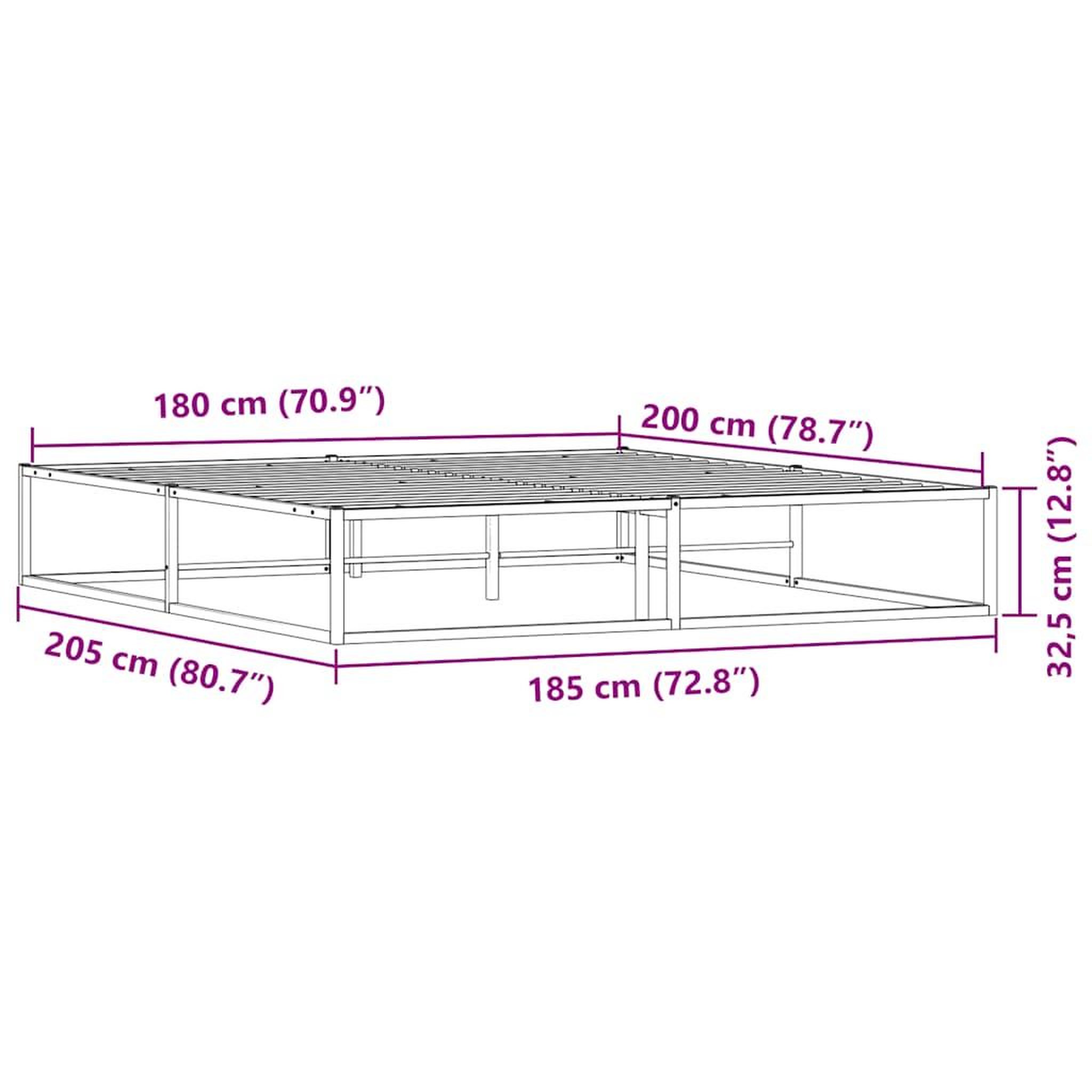 Voir la diapositive 6 : VIDAXL Cadre de lit sans matelas blanc 180x200 cm metal