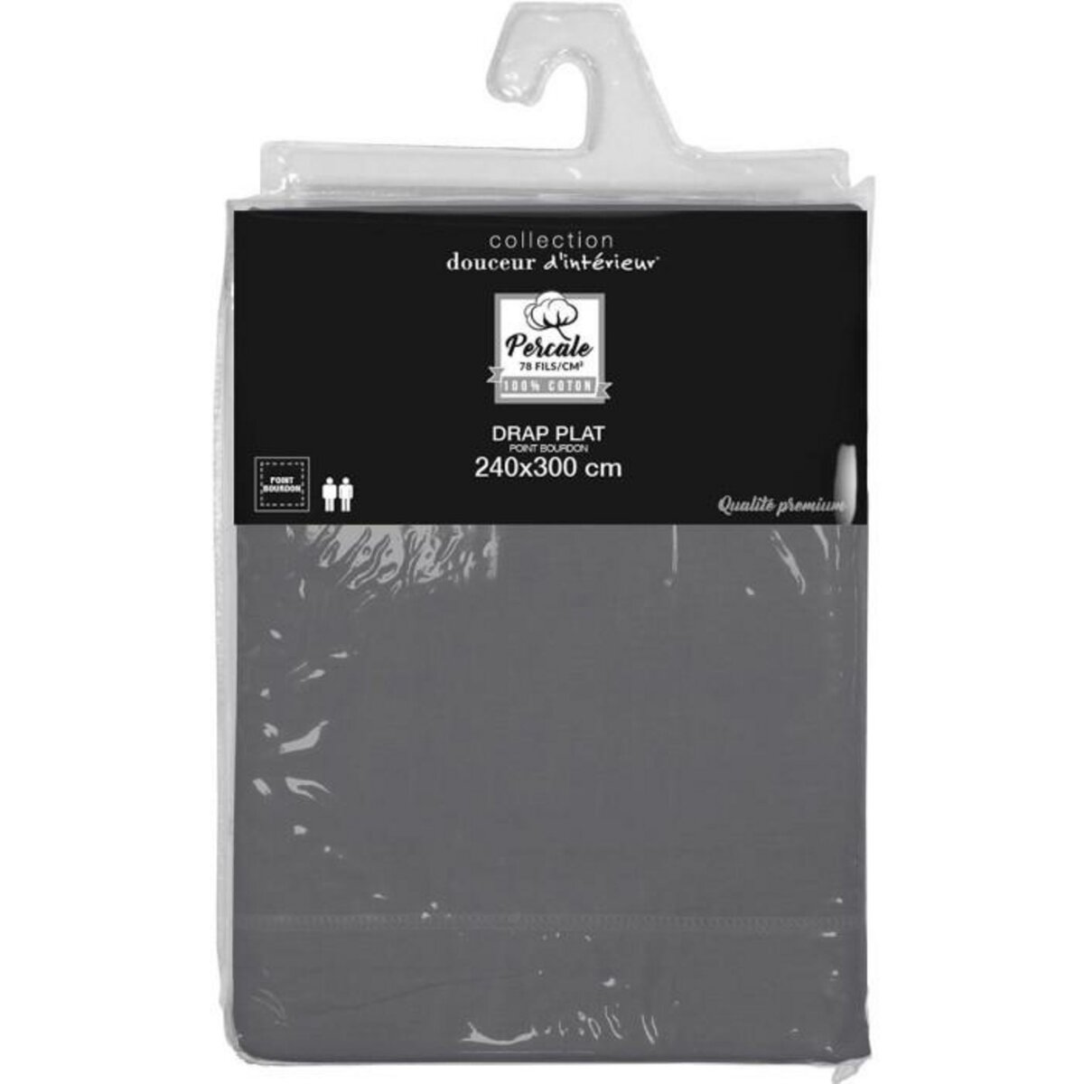 Paris Prix Drap Plat  Percaline  240x300cm Anthracite