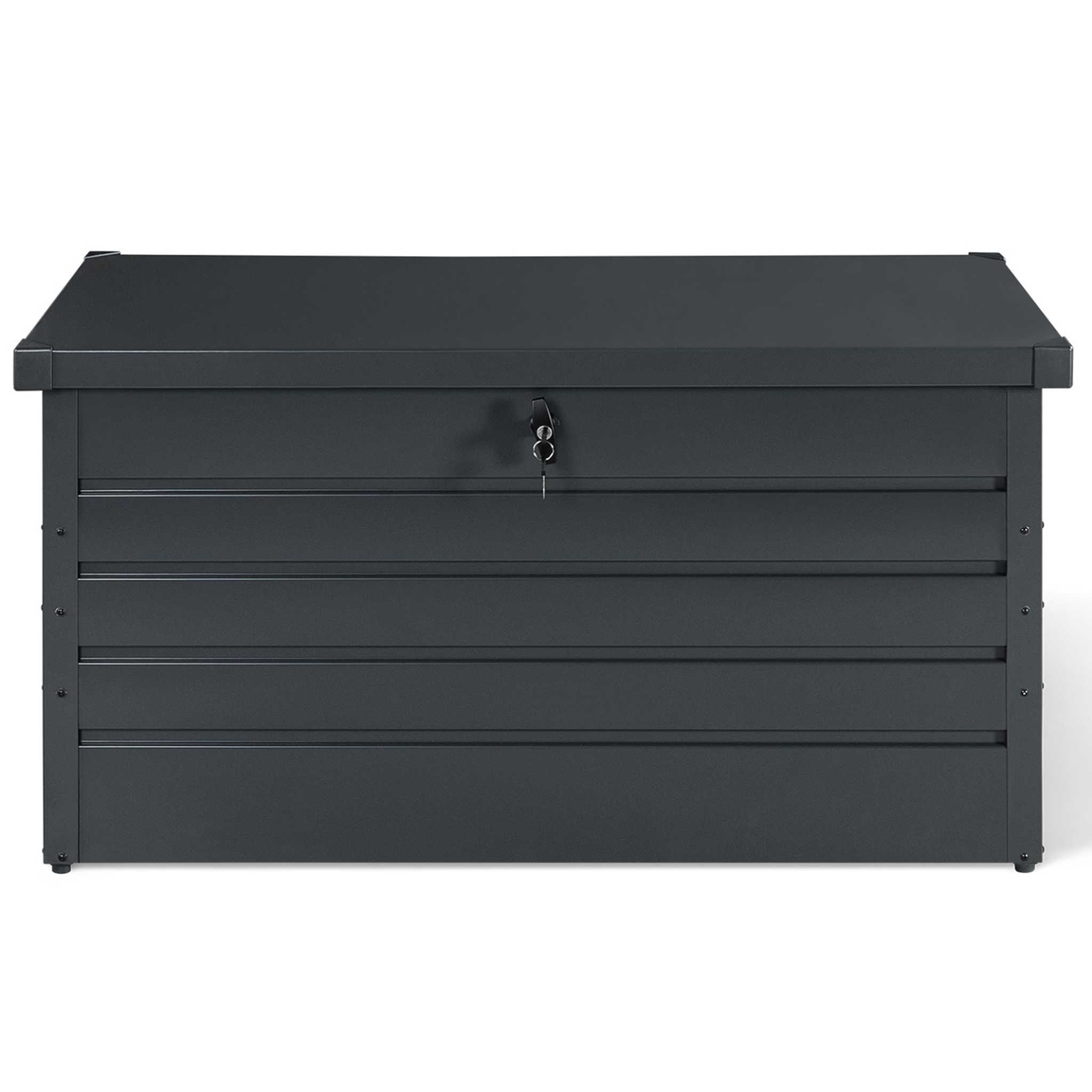 Voir la diapositive 3 : ID MARKET Coffre de rangement métal verrouillable gris anthracite pour jardin 350l 120x62,5x63 cm