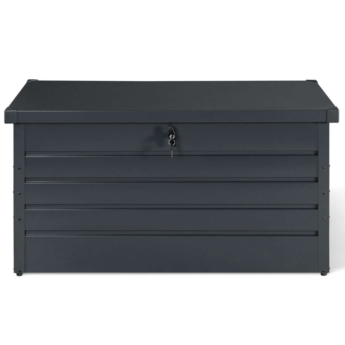 ID MARKET Coffre de rangement métal verrouillable gris anthracite pour jardin 350L 120x62,5x63 cm