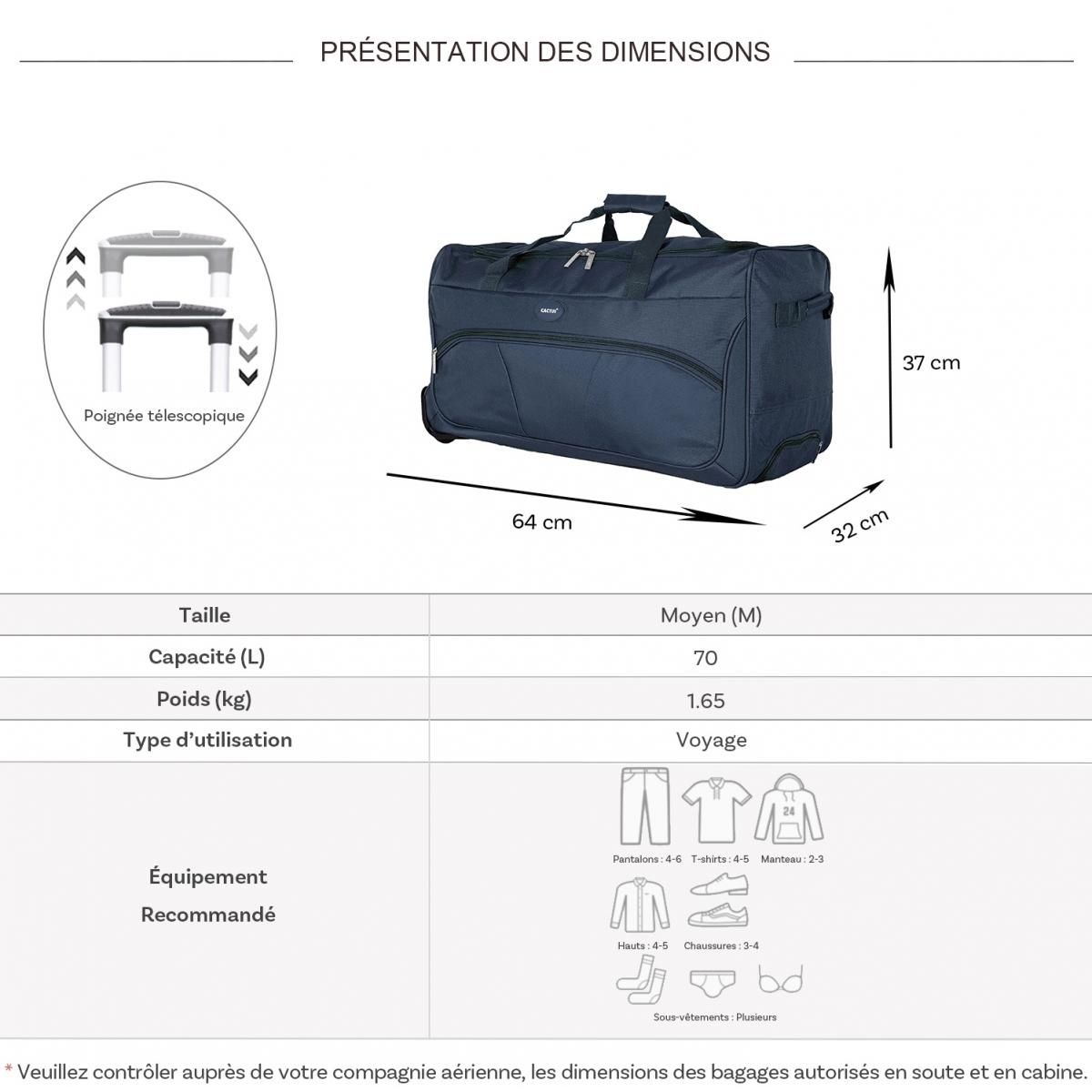 Cactus Sac de voyage avec roulettes 70L  64cm