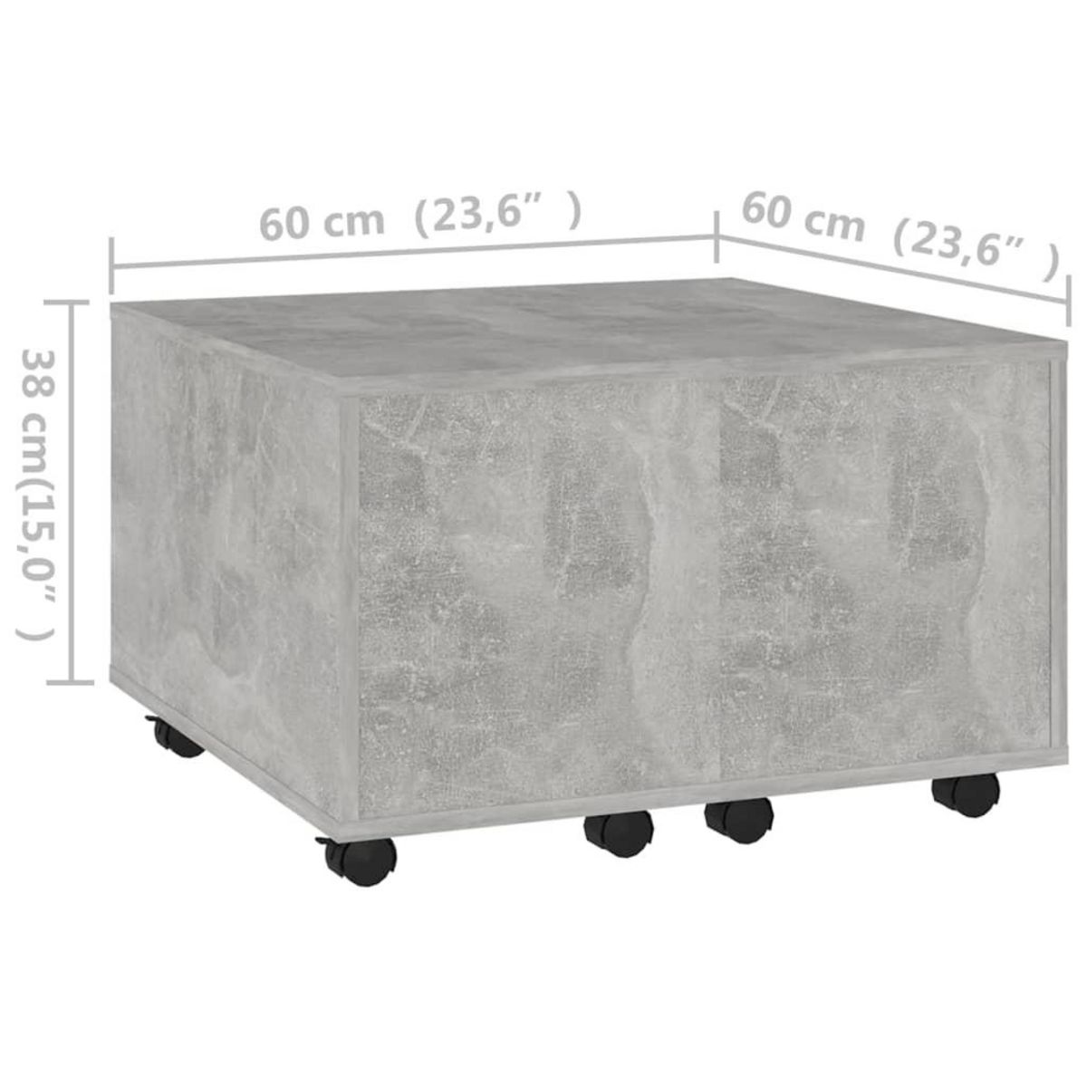 VIDAXL Table basse gris beton 60x60x38 cm bois d'ingenierie
